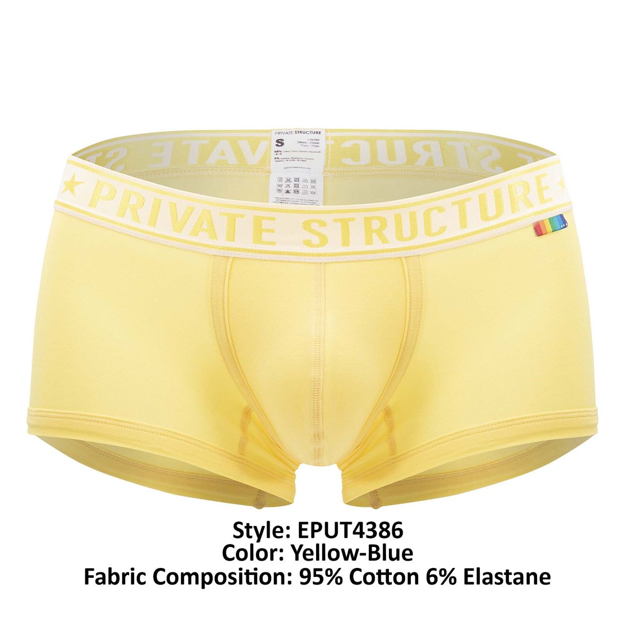 Private Structure EPUT4386 2PK Mid Waist Trunks Yellow and Blue