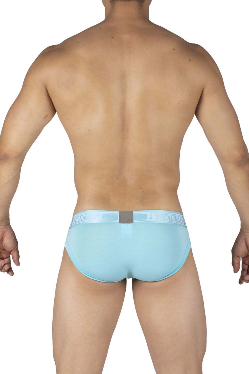 Private Structure PBUT4378 Bamboo Mid Waist Mini Briefs Bright Cyan