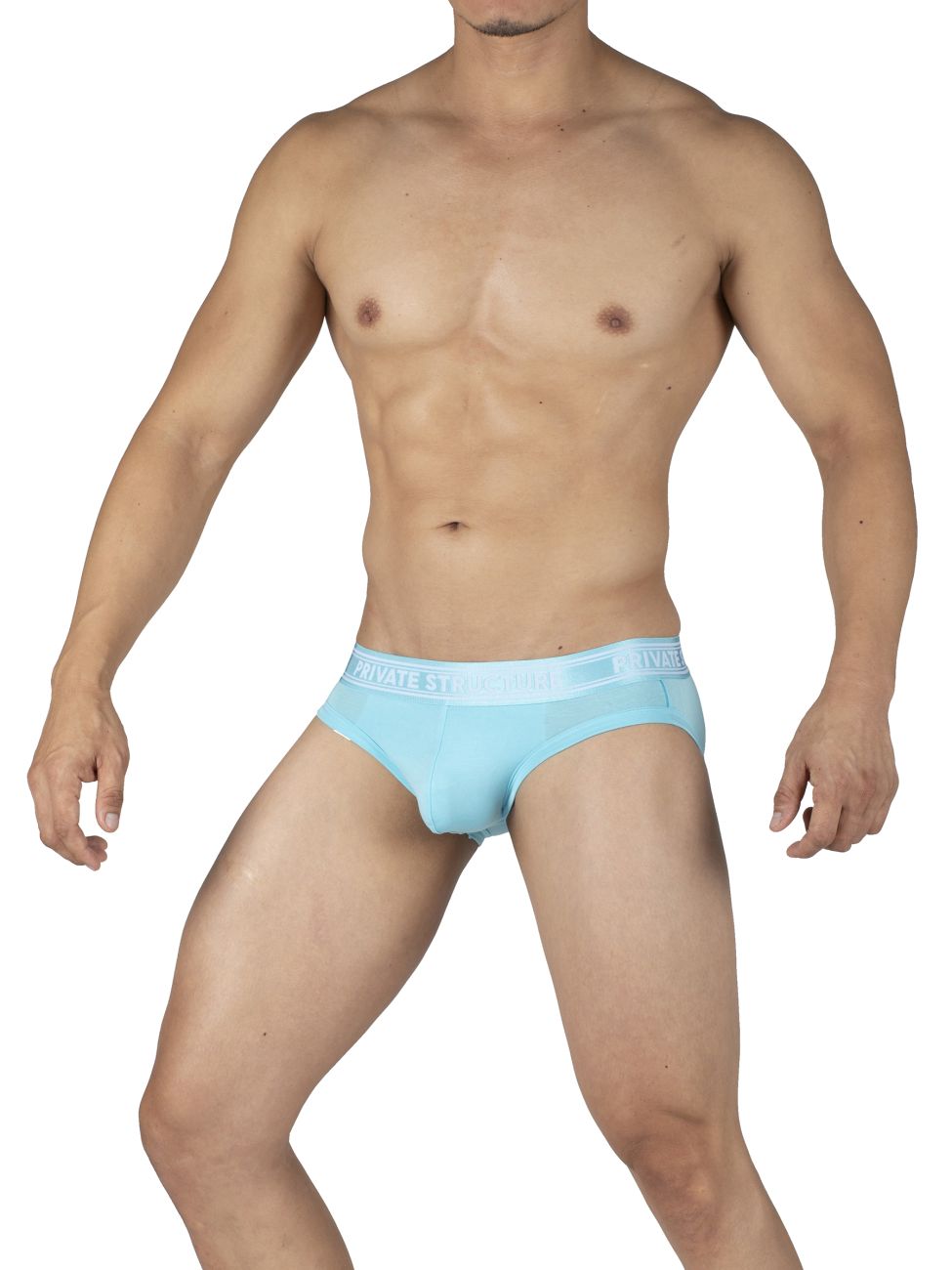 Private Structure PBUT4378 Bamboo Mid Waist Mini Briefs Bright Cyan