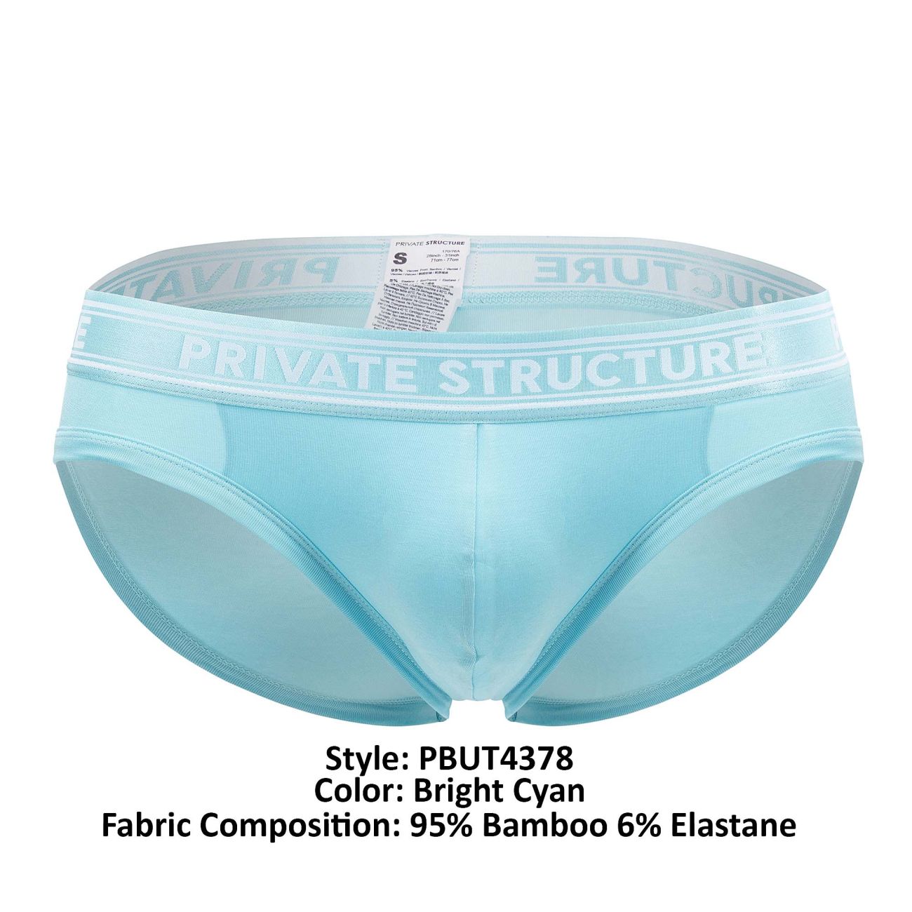 Private Structure PBUT4378 Bamboo Mid Waist Mini Briefs Bright Cyan