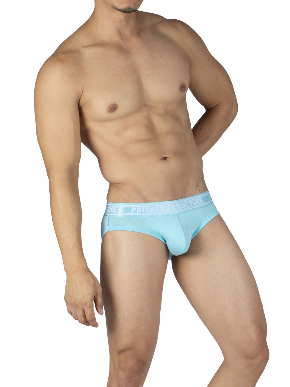 Private Structure PBUT4378 Bamboo Mid Waist Mini Briefs Bright Cyan