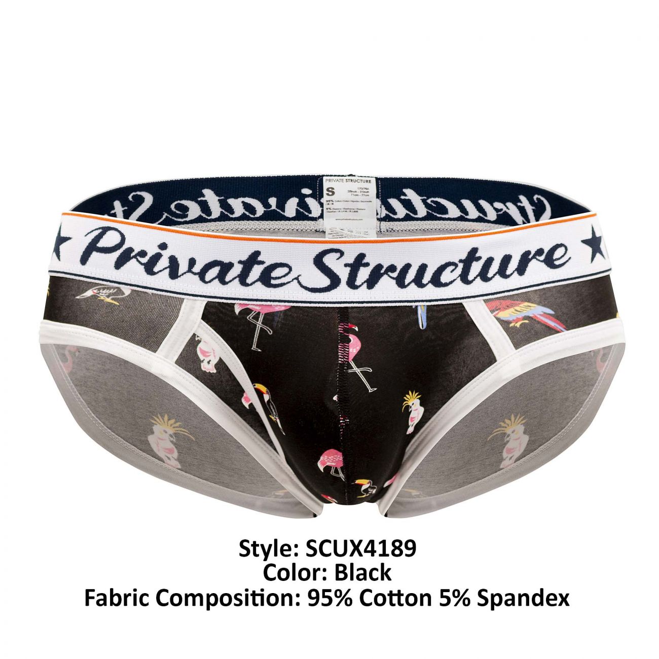 Private Structure SCUX4189 Classic Mini Briefs Bird Black