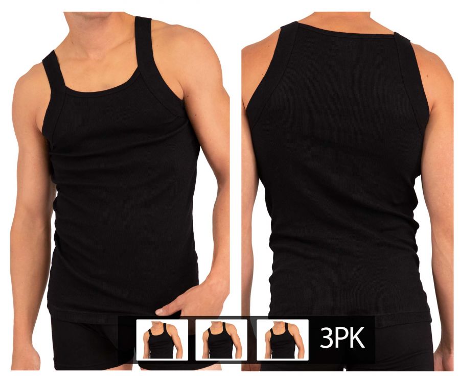 Rico 250503 3PK Modern Tank Top Black