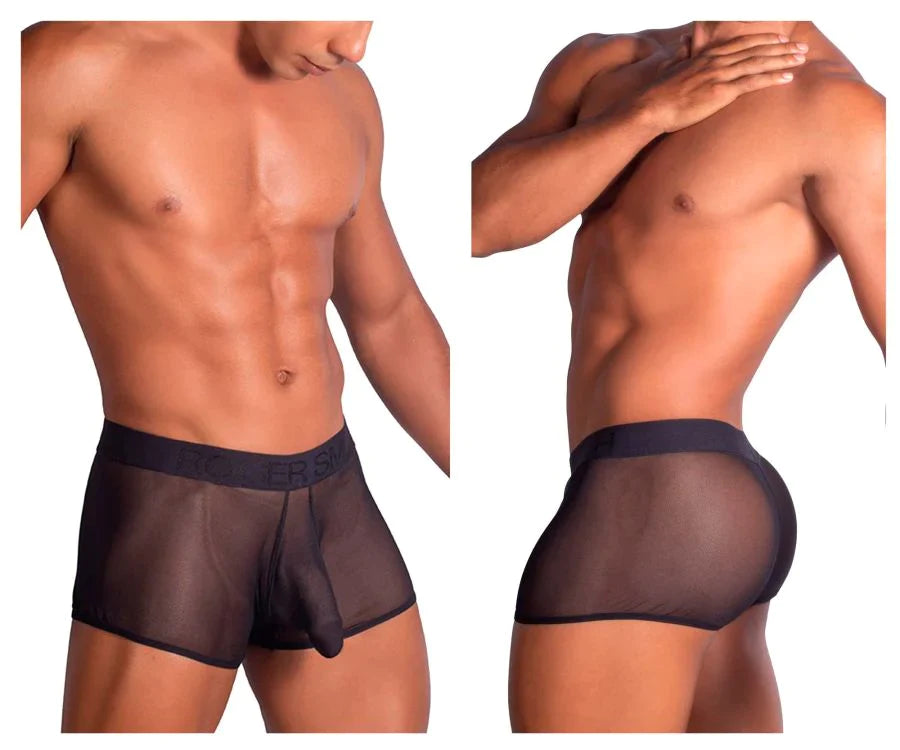 Roger Smuth RS072 Revealing Shaft Boxer Briefs Trunks Black