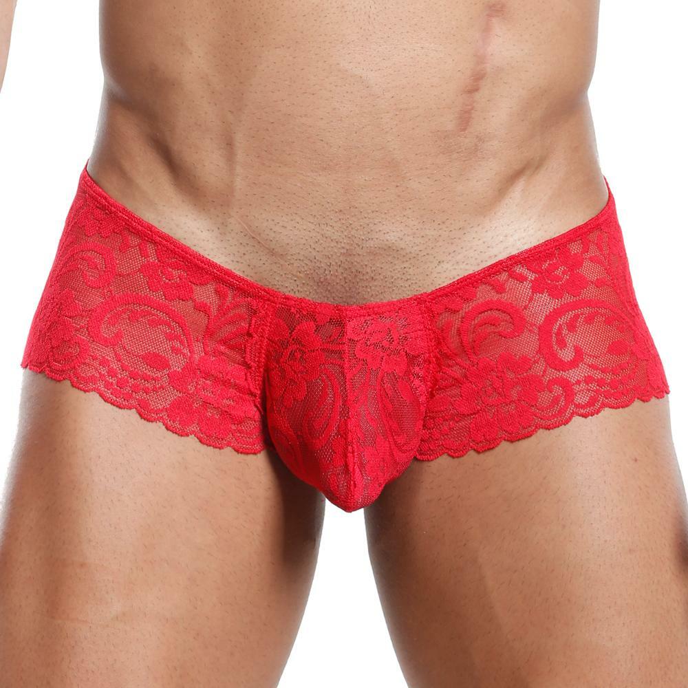 JCSTK Secret Male Lacey Panty Brief for Men Male Lingerie Red