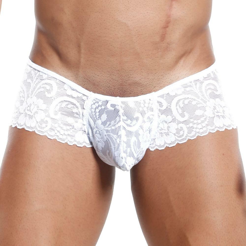 JCSTK Secret Male Lacey Panty Brief for Men Male Lingerie White