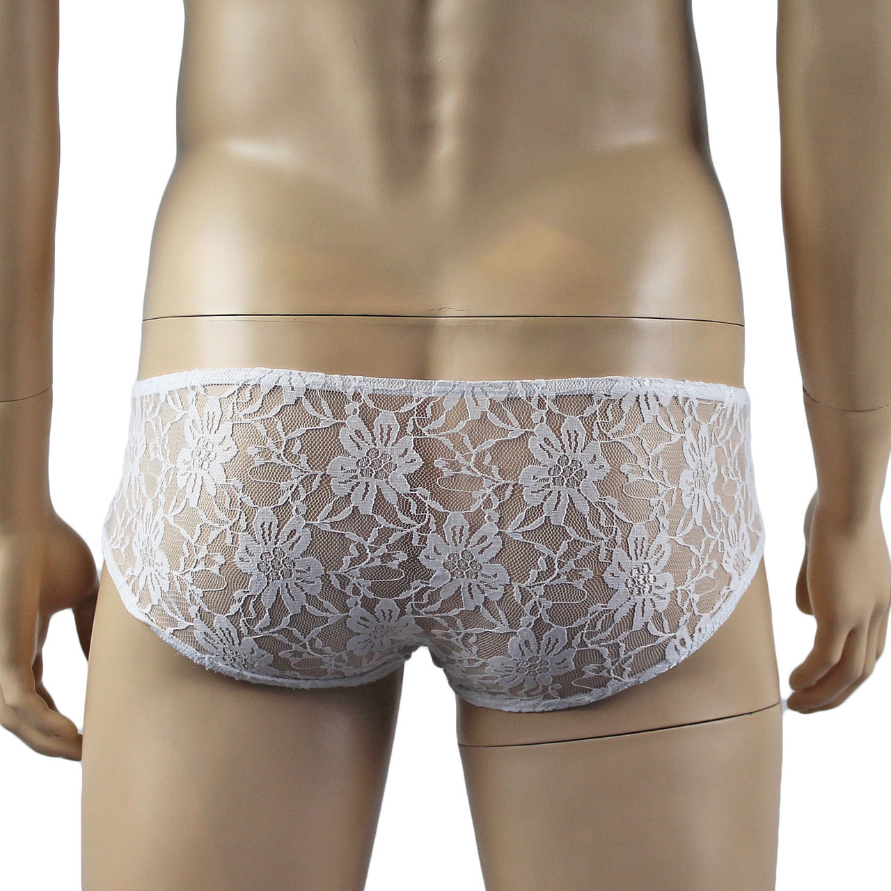 Mens Lace Crop Bra Top Camisole and Male Lingerie Panty Briefs White