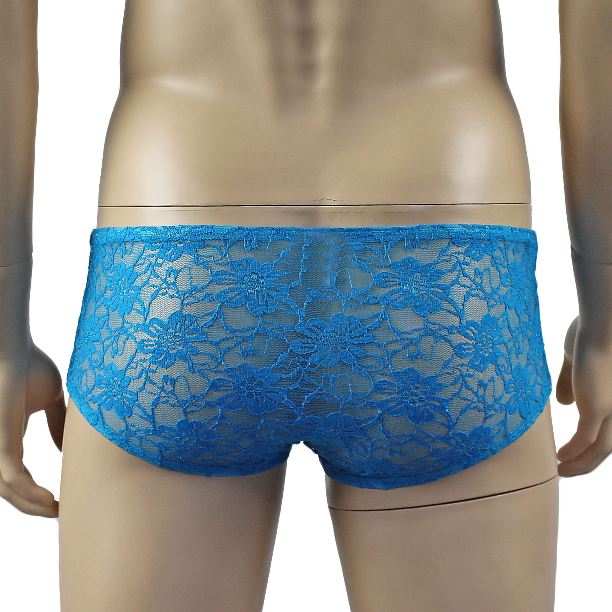 Mens Sexy Lingerie Stretch Lace Male Panty Bikini Brief Turquoise