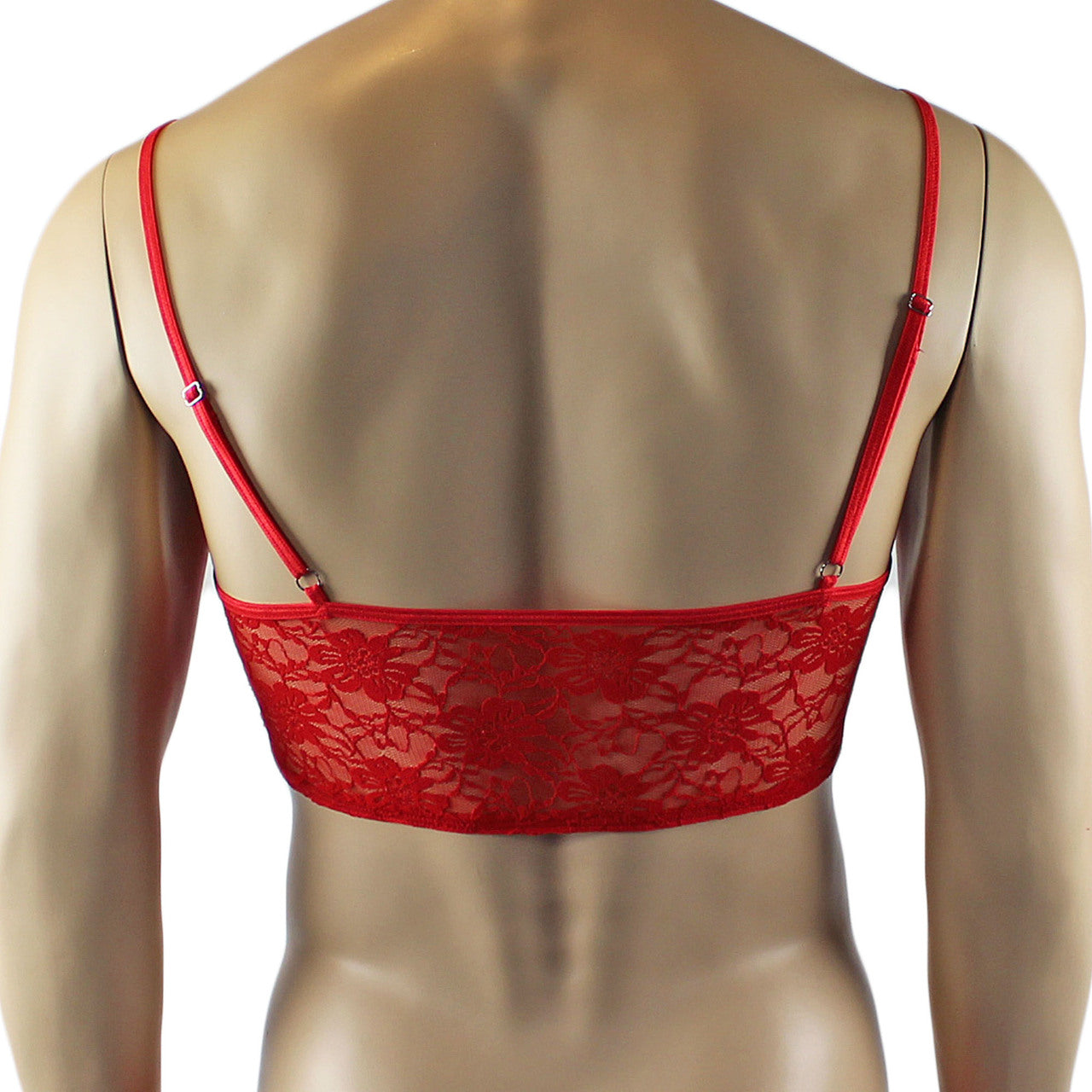 Mens Lace Crop Top Bra and Matching Lace Thong (red plus other colours)
