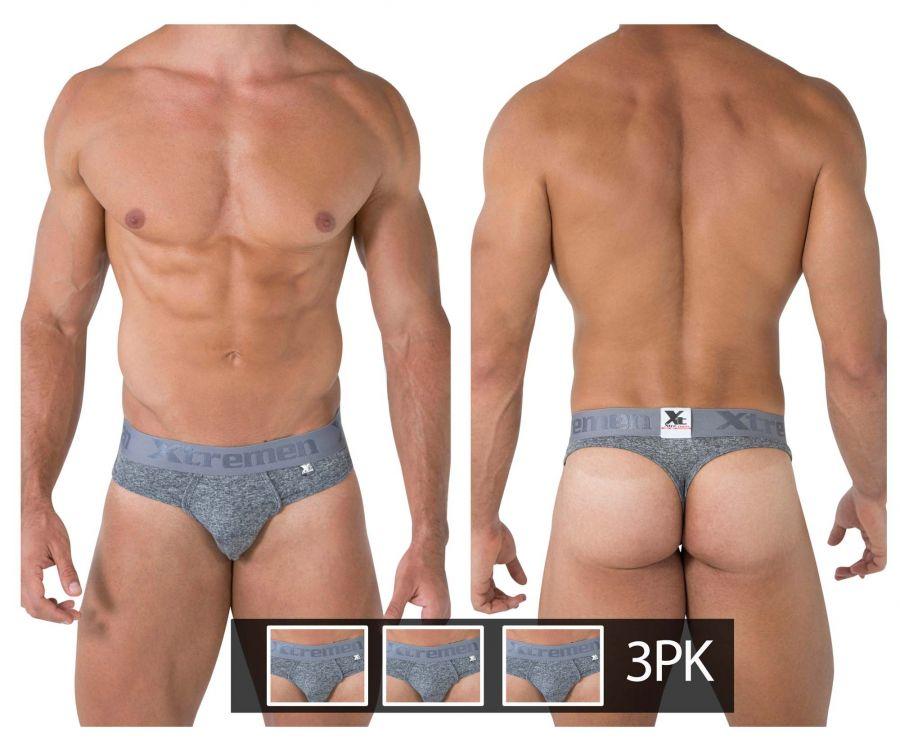 Xtremen 91031-3 3PK Piping Thongs Jasper Gray