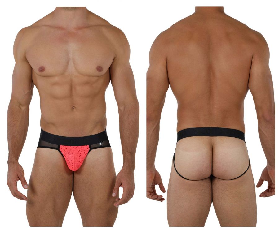 Xtremen 91078 Microfiber Jockstrap Black with Coral