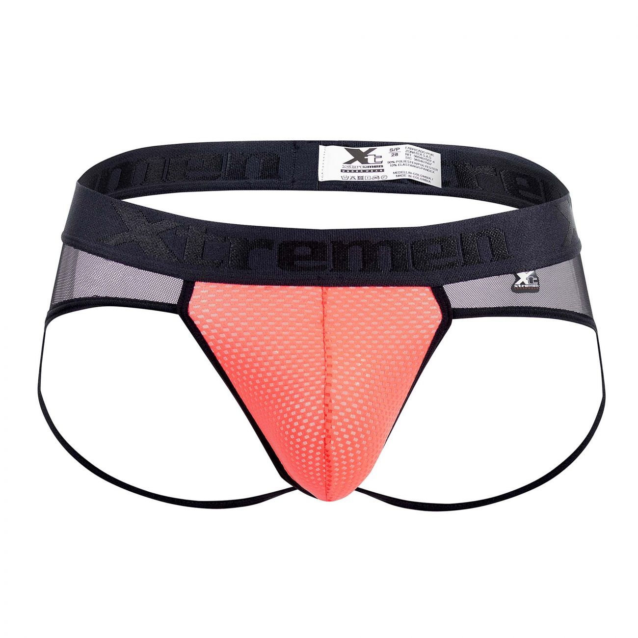 Xtremen 91078 Microfiber Jockstrap Black with Coral