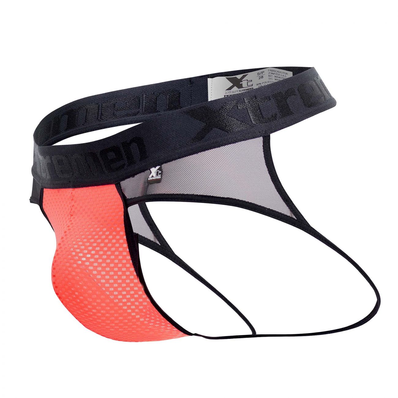 Xtremen 91078 Microfiber Jockstrap Black with Coral