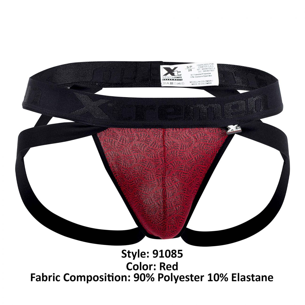 Xtremen 91085 Microfiber Jacquard Jockstrap Red