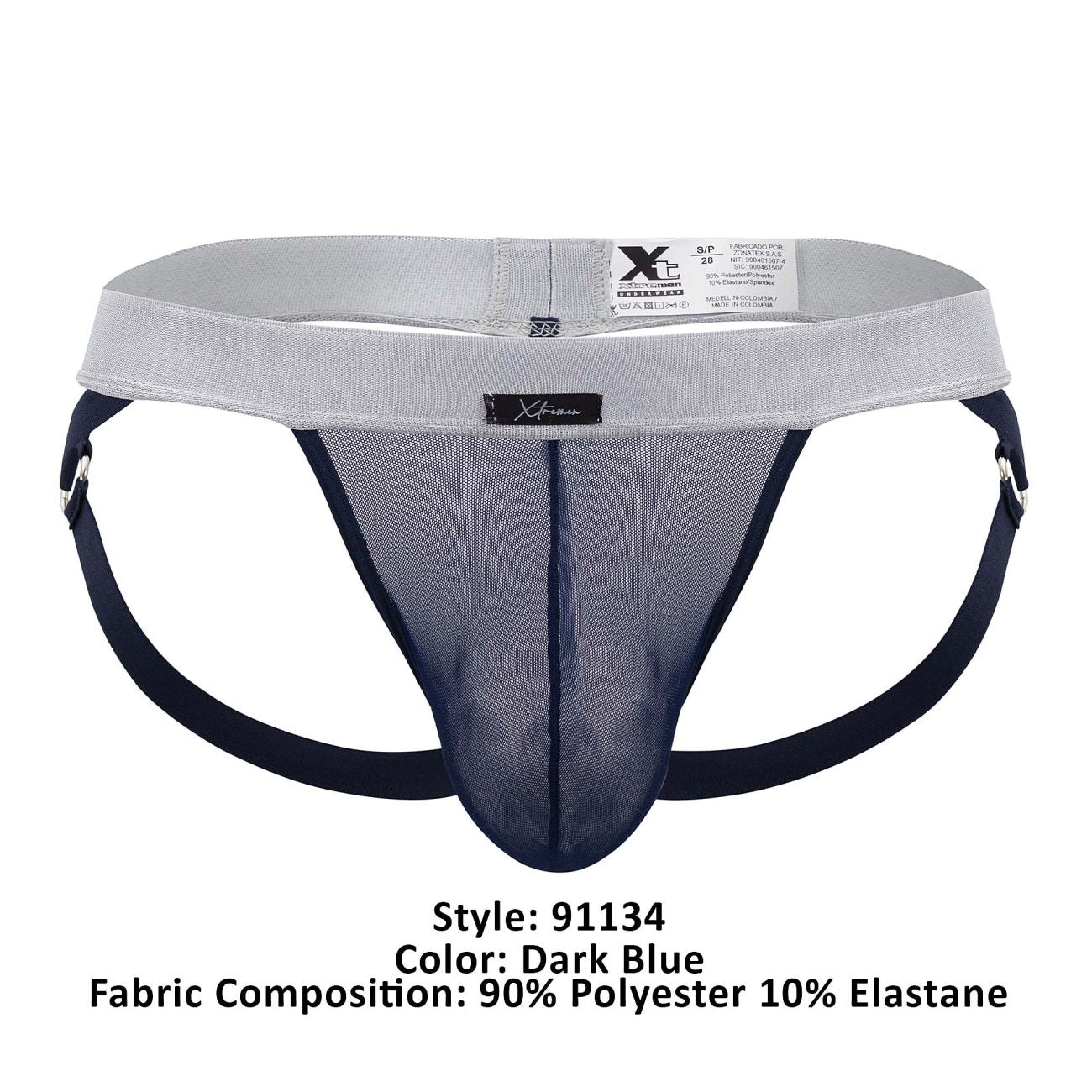Xtremen 91134 Stylish Mesh Jockstrap Dark Blue