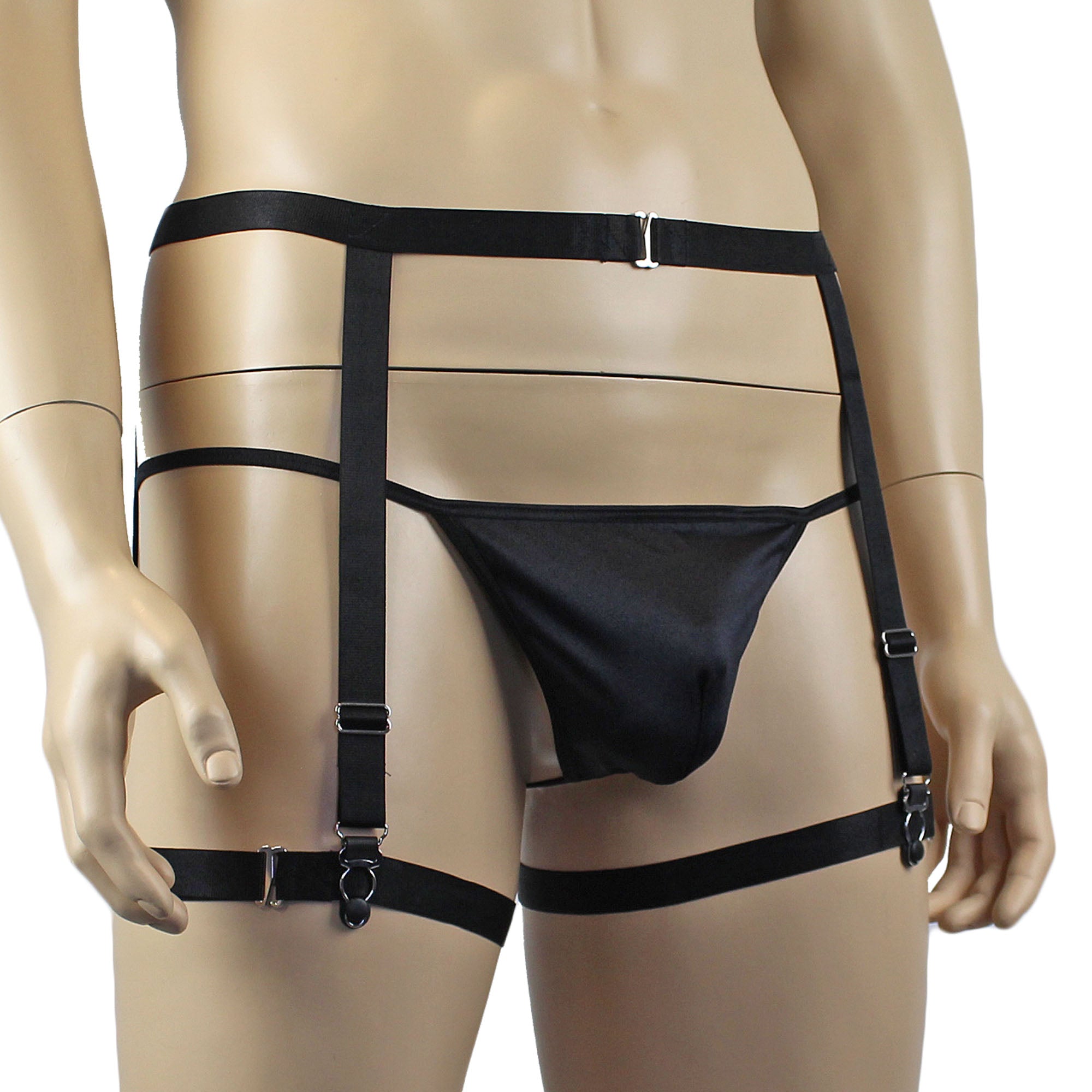 Unisex Zoe Garterbelt, Detachable Adjustable Leg Garters Black