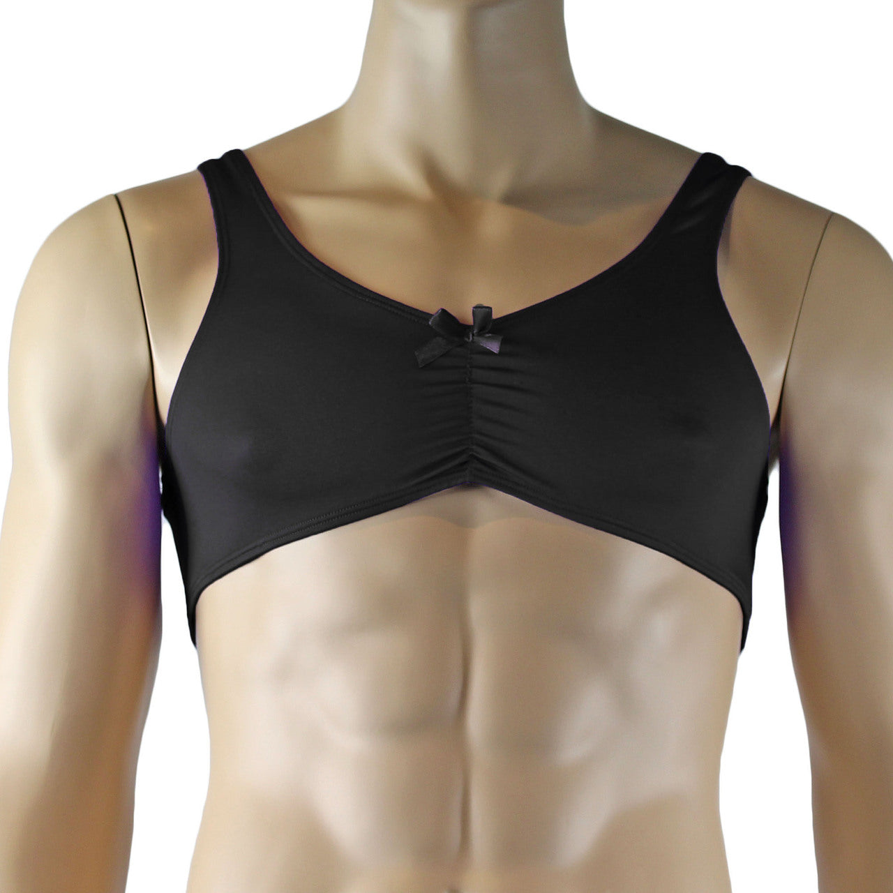 Male Stretch Lycra Bra Top with Bow (black plus other colours)