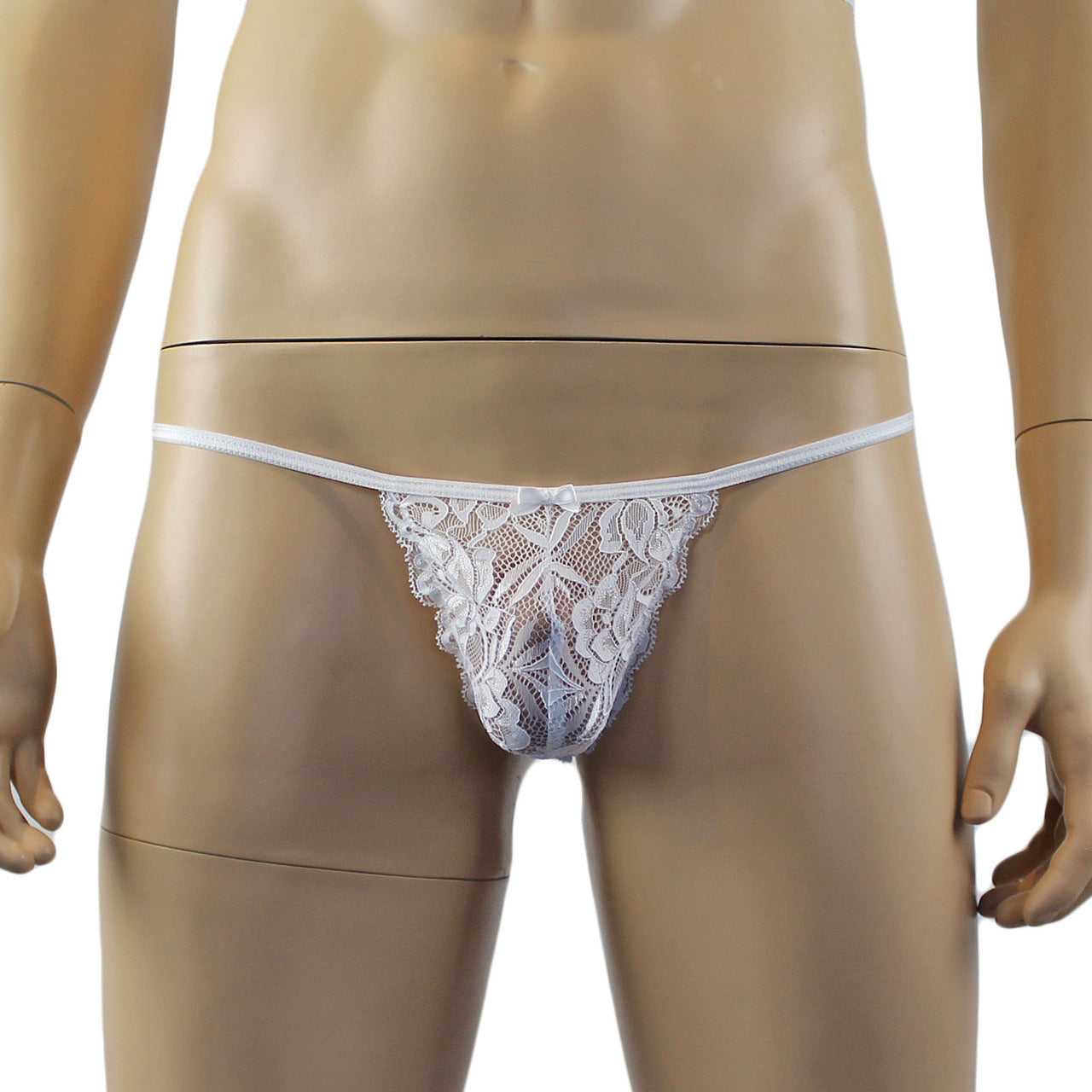 Mens Sexy Lace Pouch G string Panty Male Lingerie (white plus other colours)