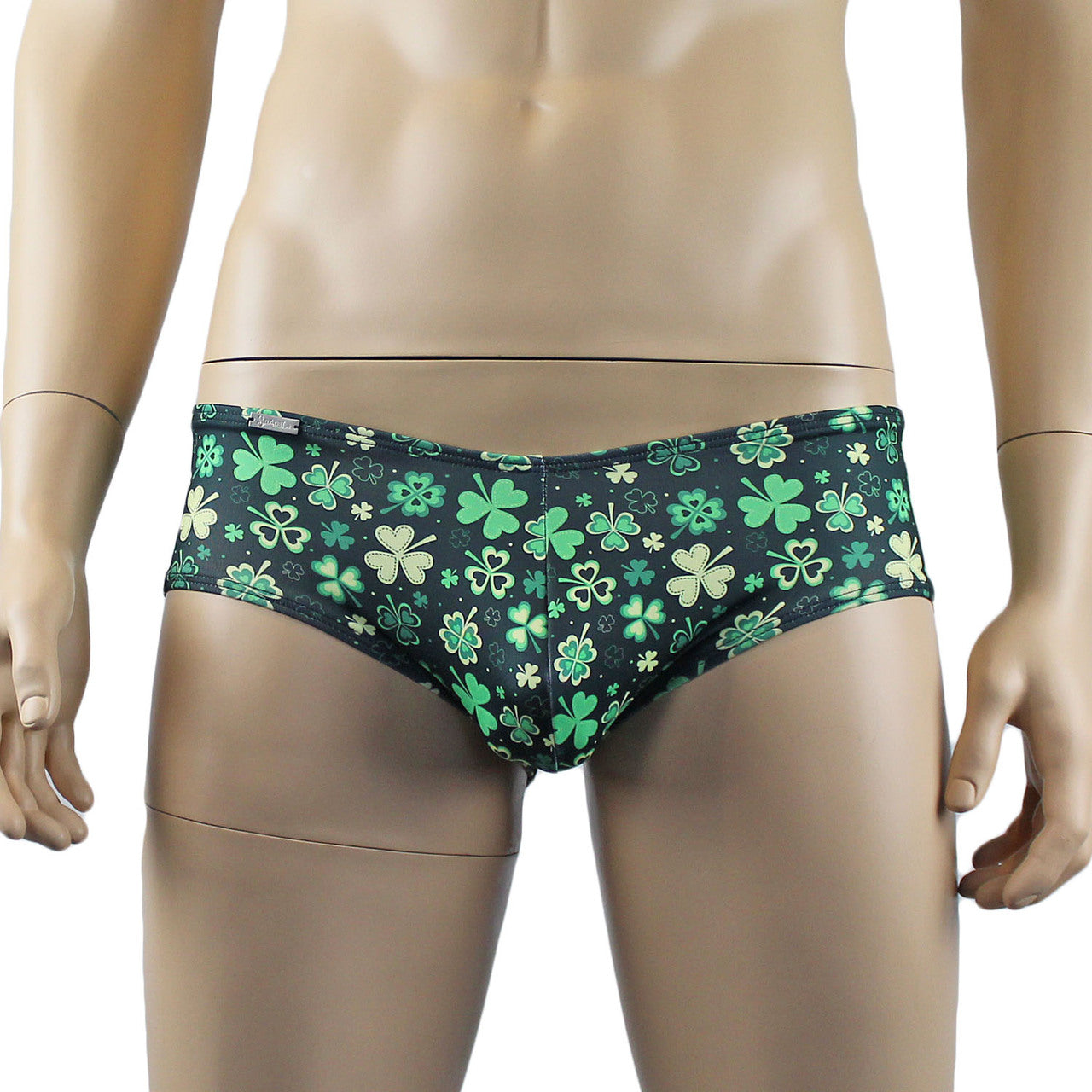 Mens 4 Leaf Clover St Patricks Day Mini Low Rise Boxer Brief Shorts