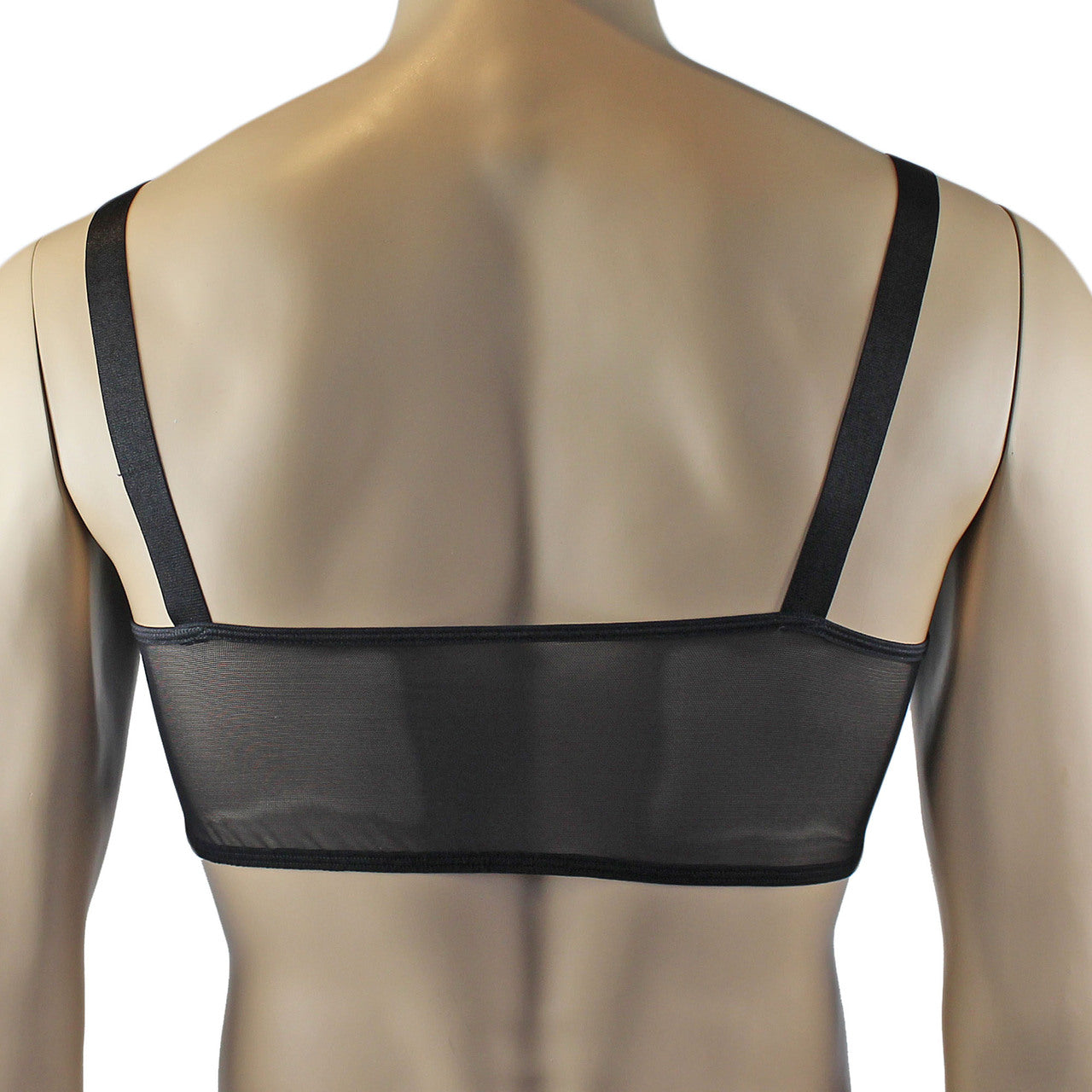 Mens Exotic Sheer Mesh Crop Bra Top Camisole & G string - Sizes up to 3XL (black plus other colours)