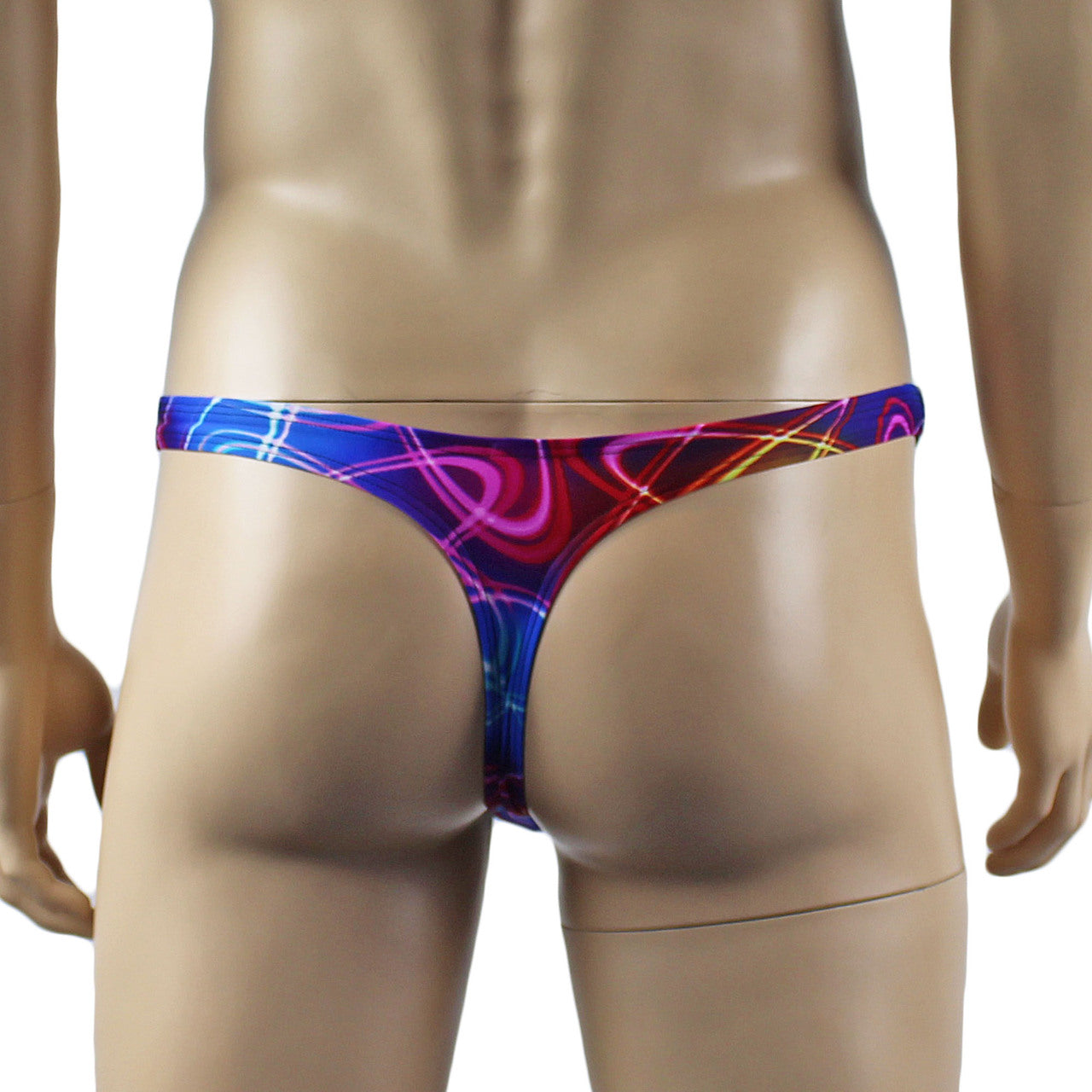 Mens Festival Disc Lights Mini Low Rise Party Thong Underwear Multicoloured