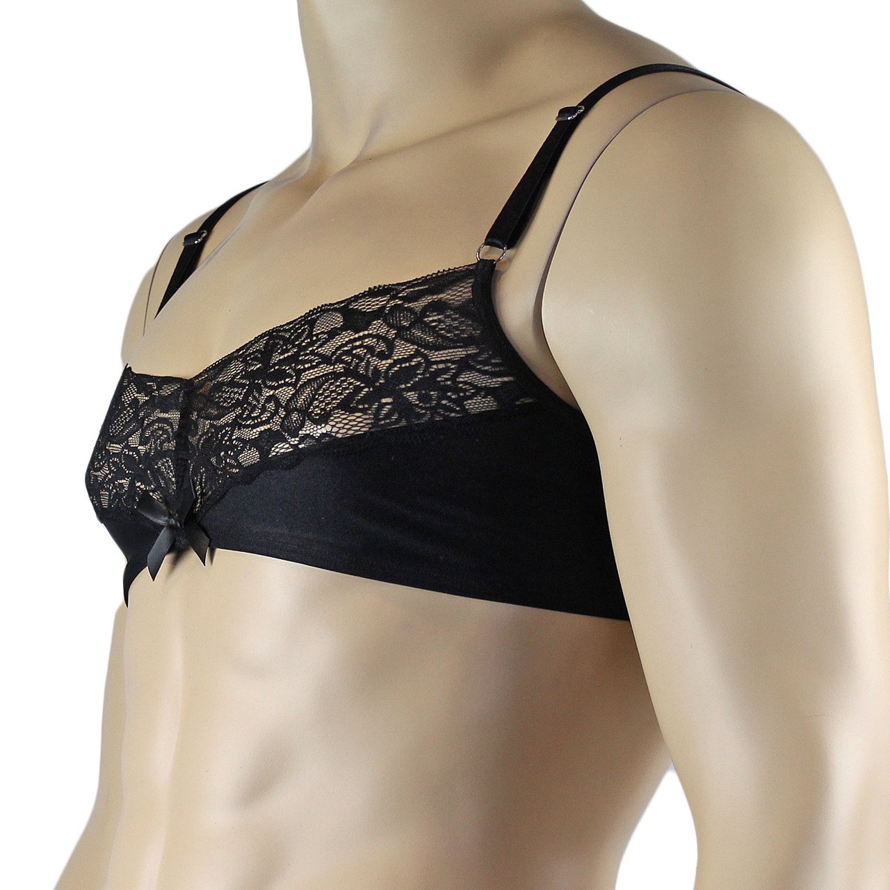 Mens Glamour Lycra & Lace Bra Top (black plus other colours)