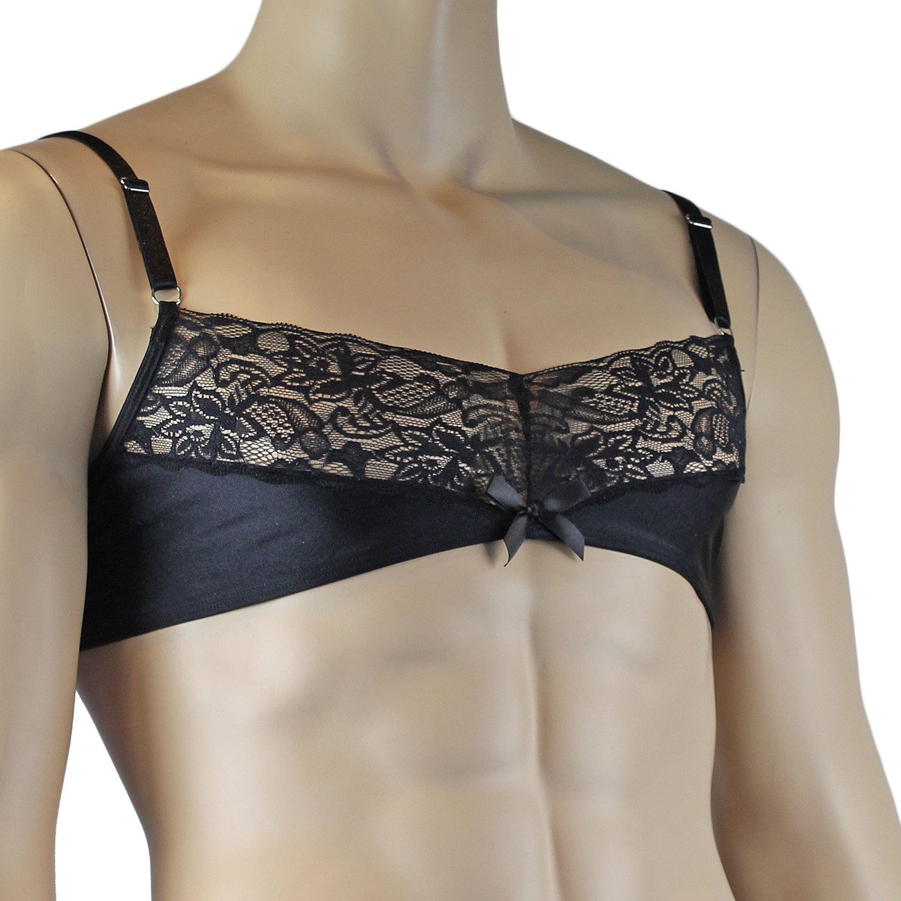 Mens Glamour Lycra & Lace Bra Top (black plus other colours)