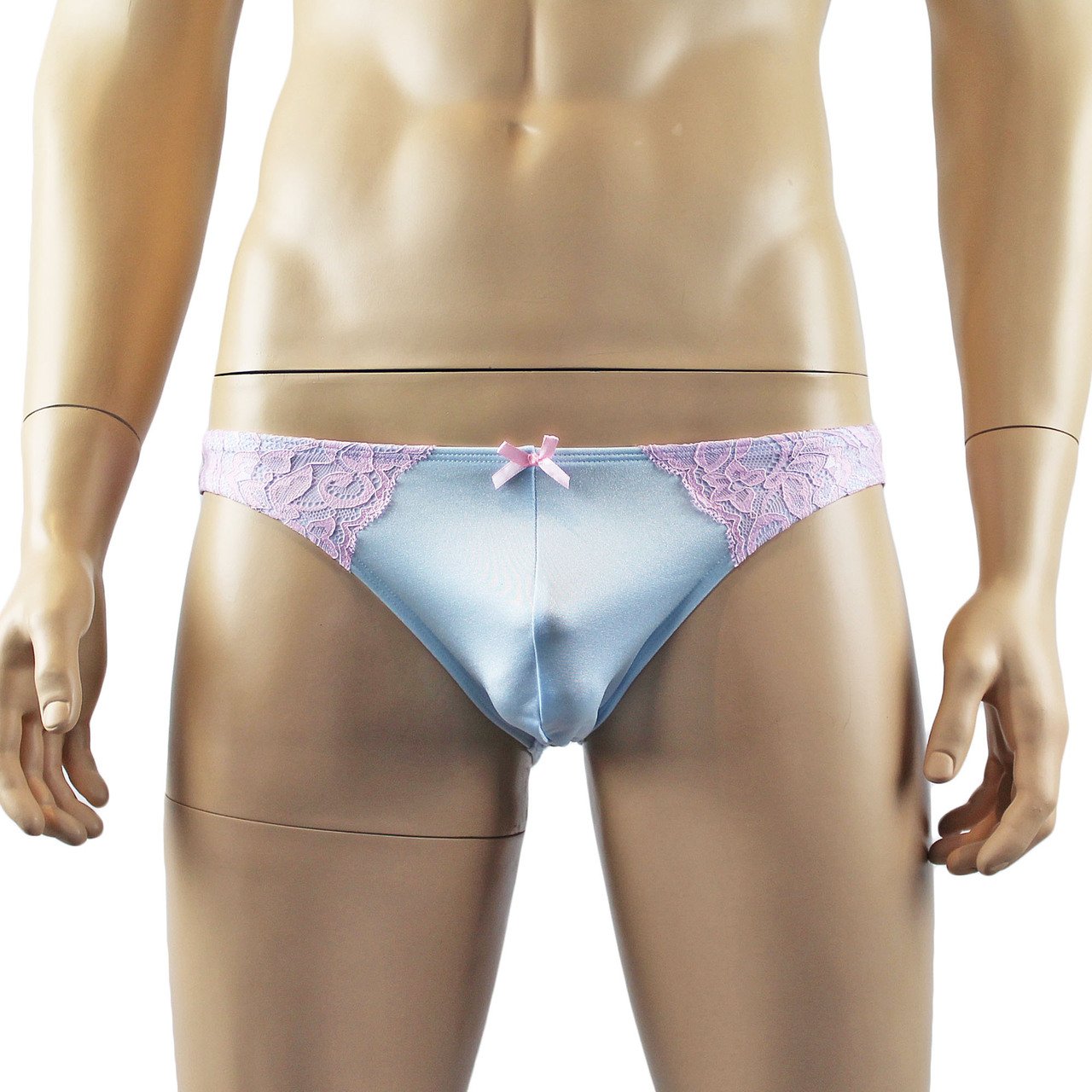 Mens Isabel Bra Top and Bikini Brief Male Lingerie (light blue and pink plus other colours)