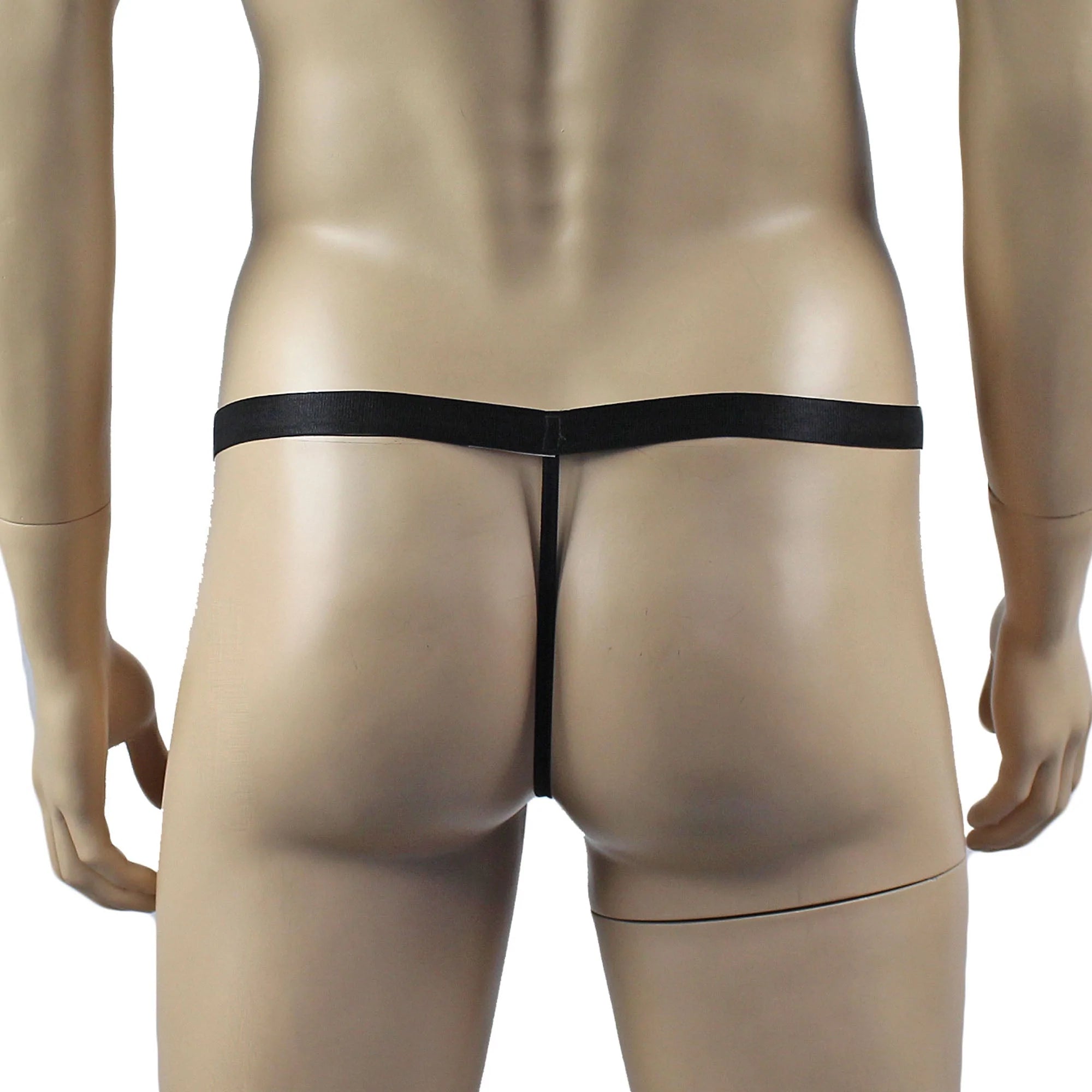 SALE - Mens Janice Thong with Adjustable Silver Clip Sides Black