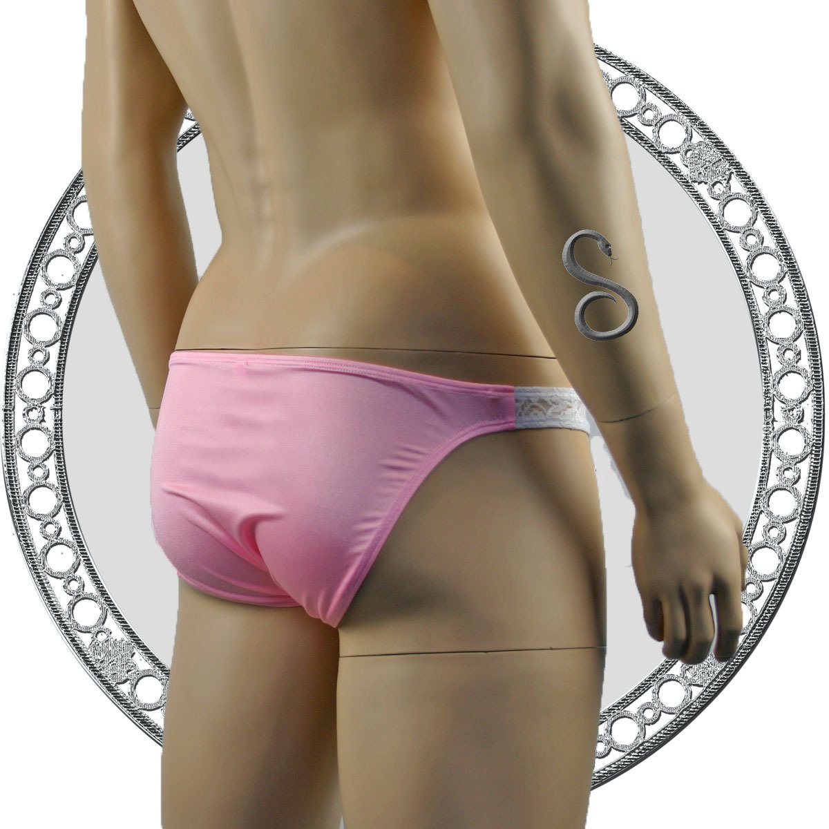 Mens Underwear Lacey Lovelies Classic Bikini Briefs Pink