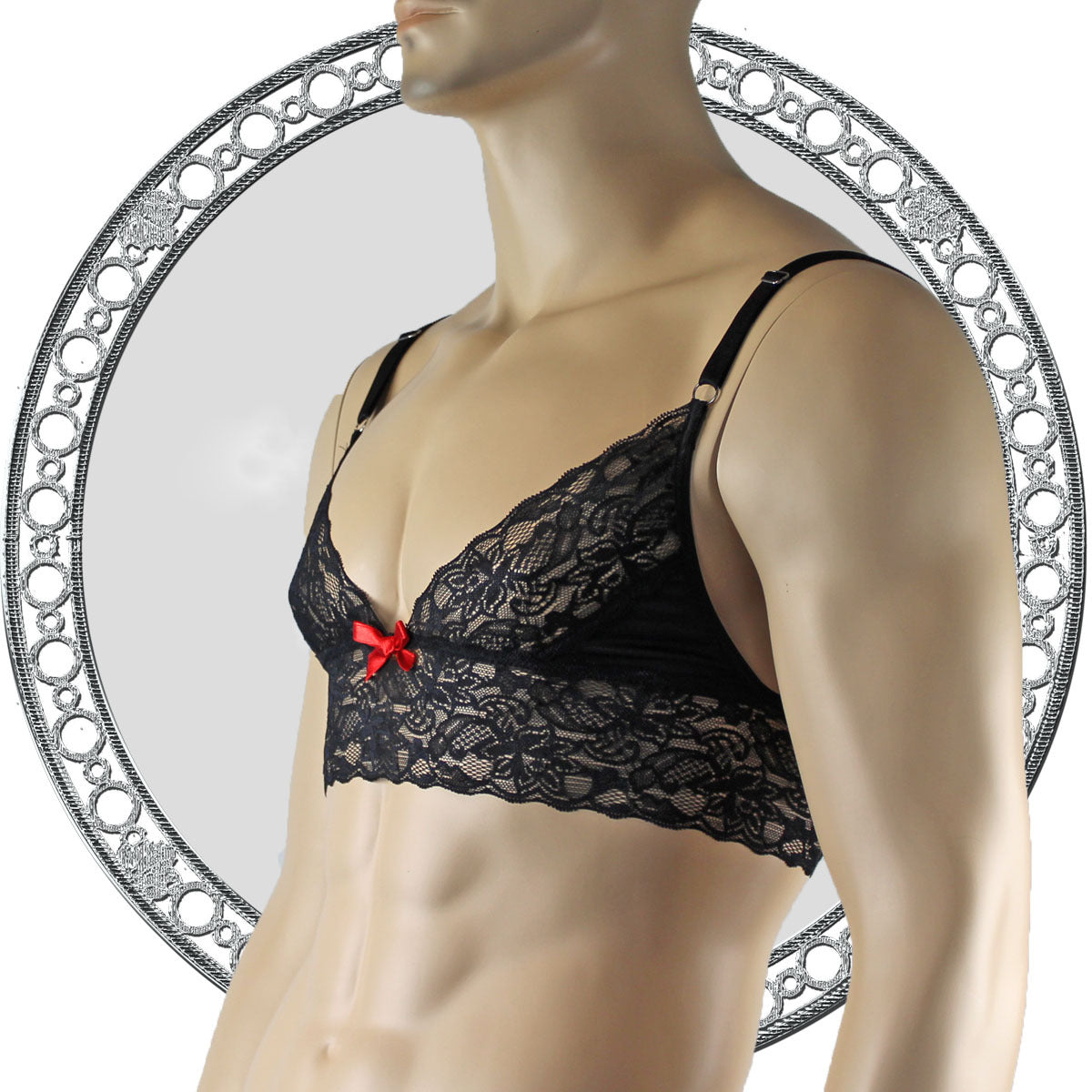 Mens Lace Bra Top Lingerie for Men Black
