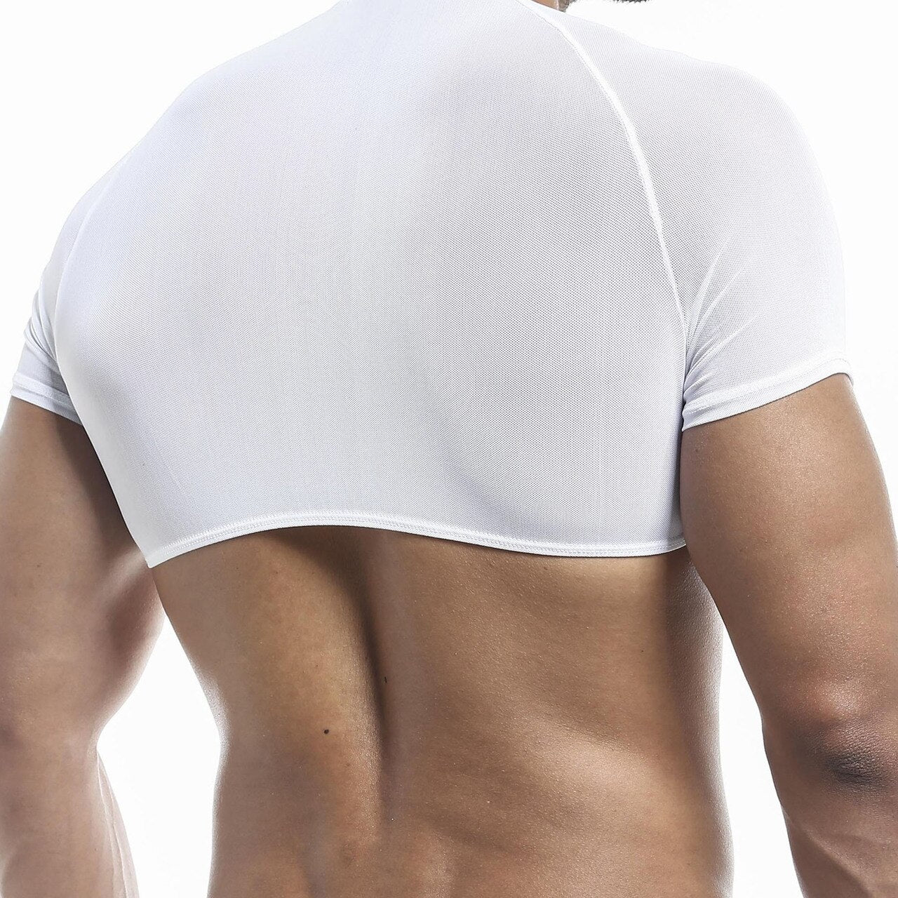 SALE - Mens Joe Snyder Stretch Mesh Posing Top with Cap Sleeves White