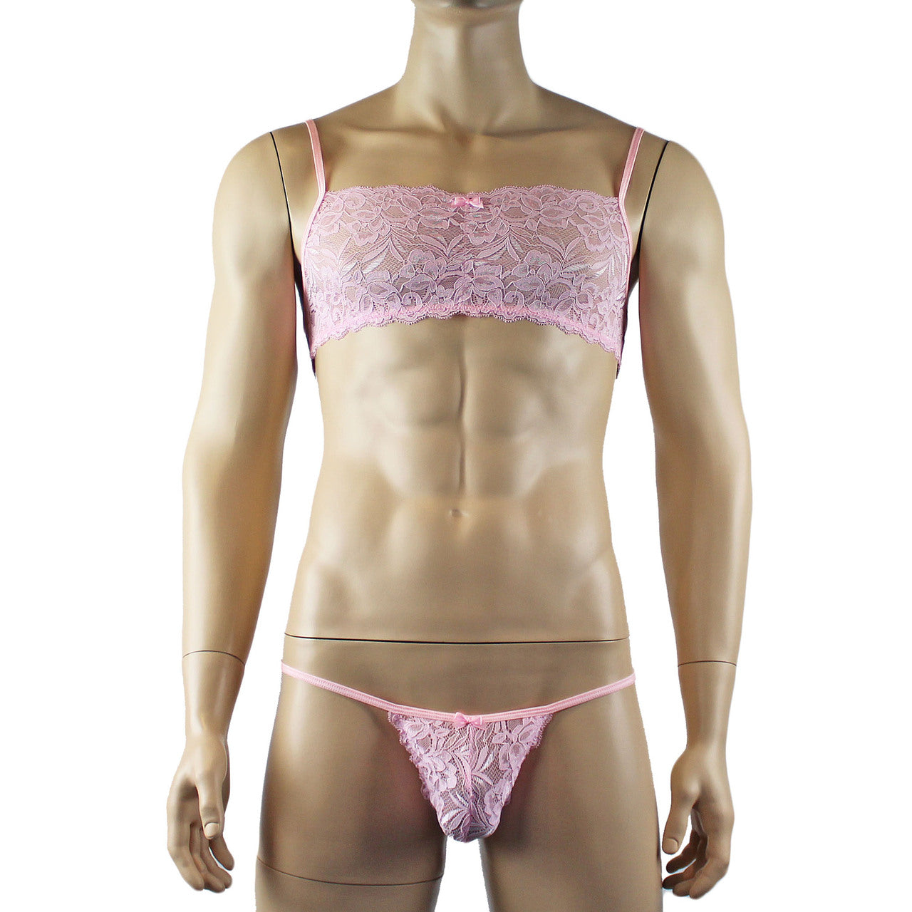 Mens Lingerie Bra Top and Pouch G string (light pink plus other colours)
