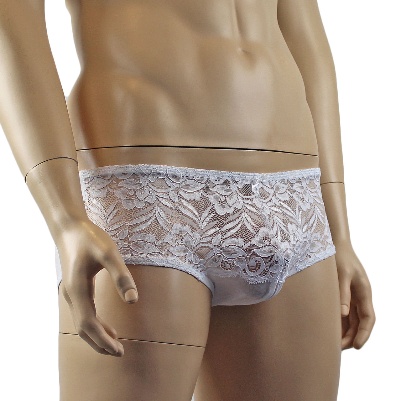 Mens Lingerie Sexy Lace and Mesh Panty Brief (white plus other colours)
