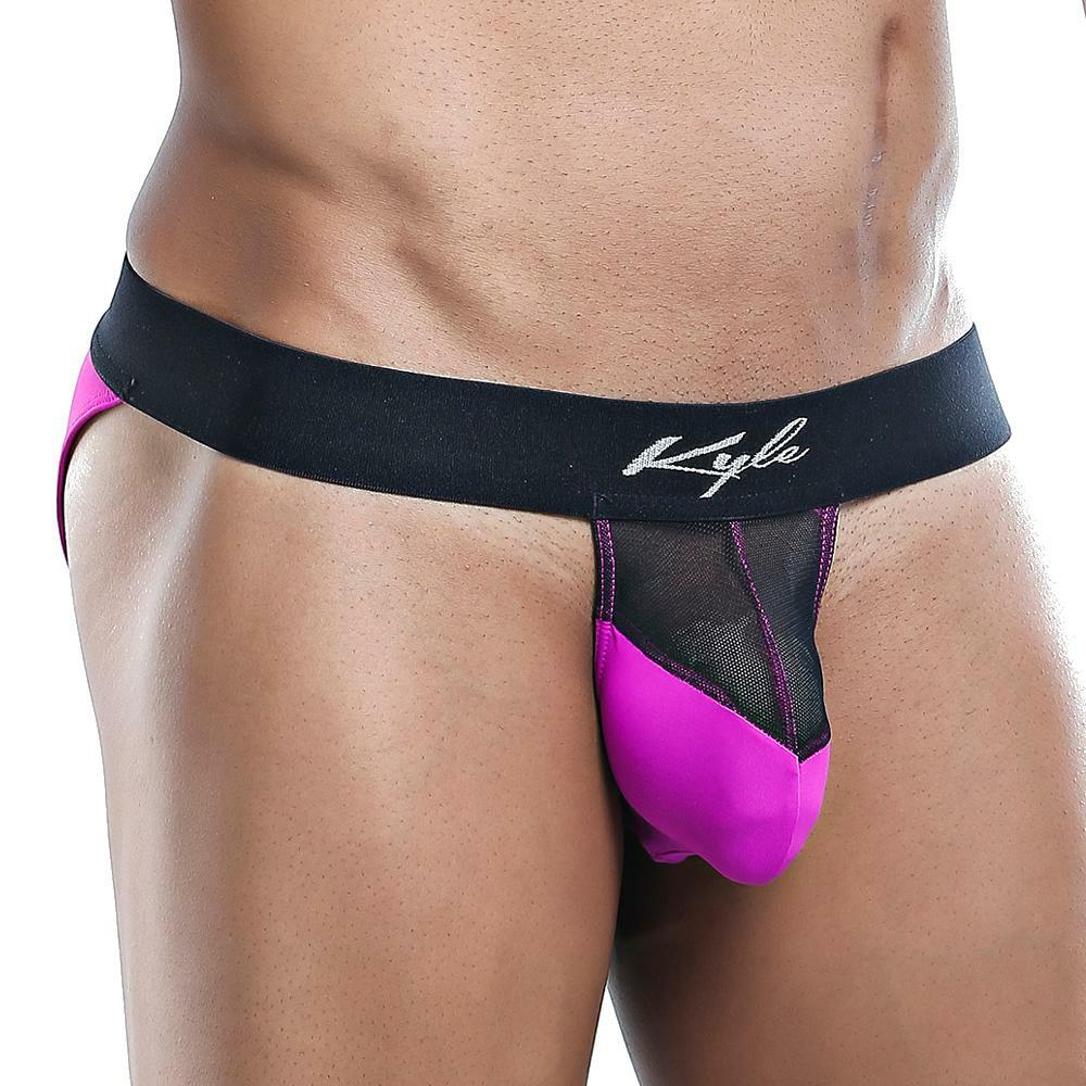 Mens Kyle Underwear Pouch Bikini Brief Fuchsia and Black