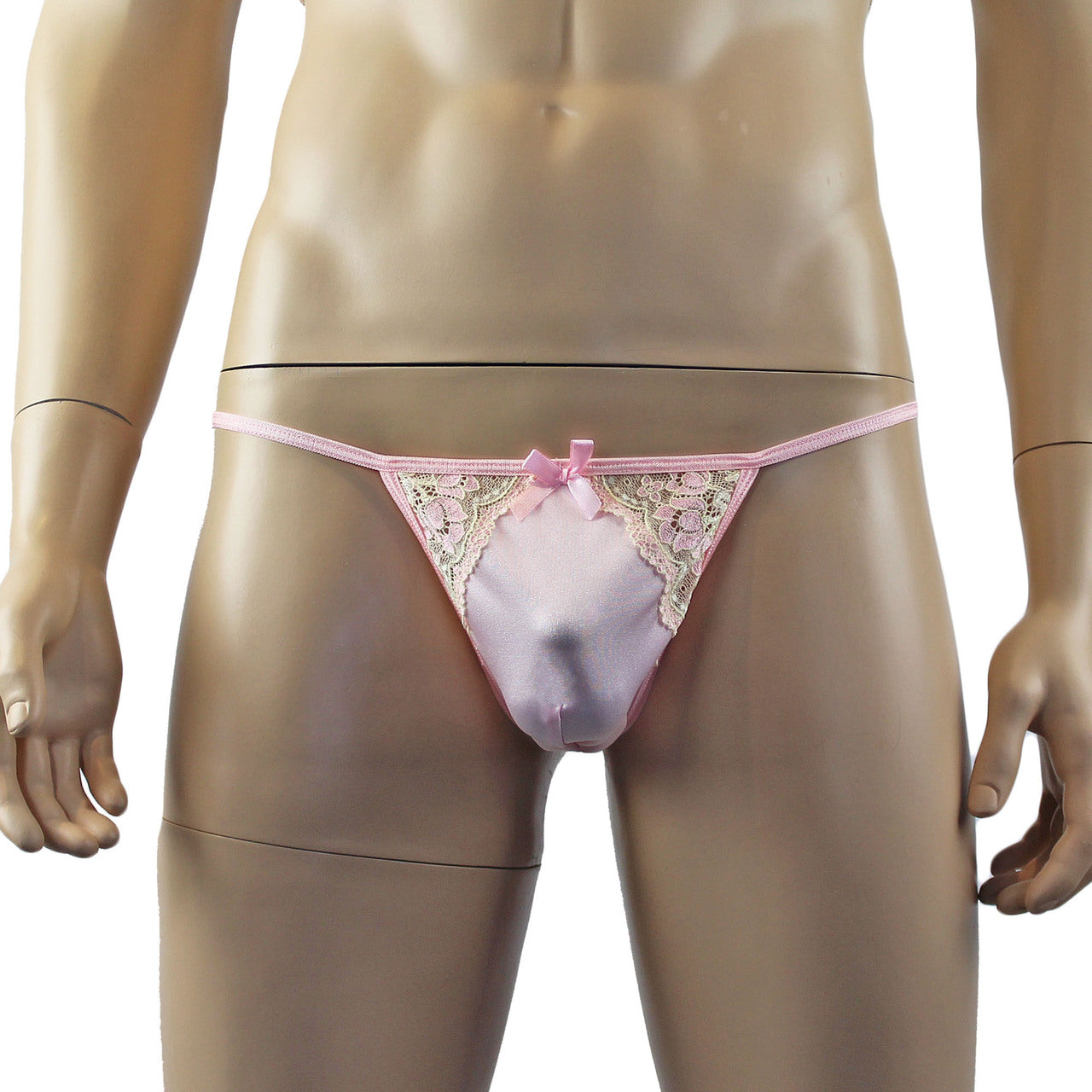 Mens Luxury Stretch G string with Lace Piece Front (pink plus other colours)