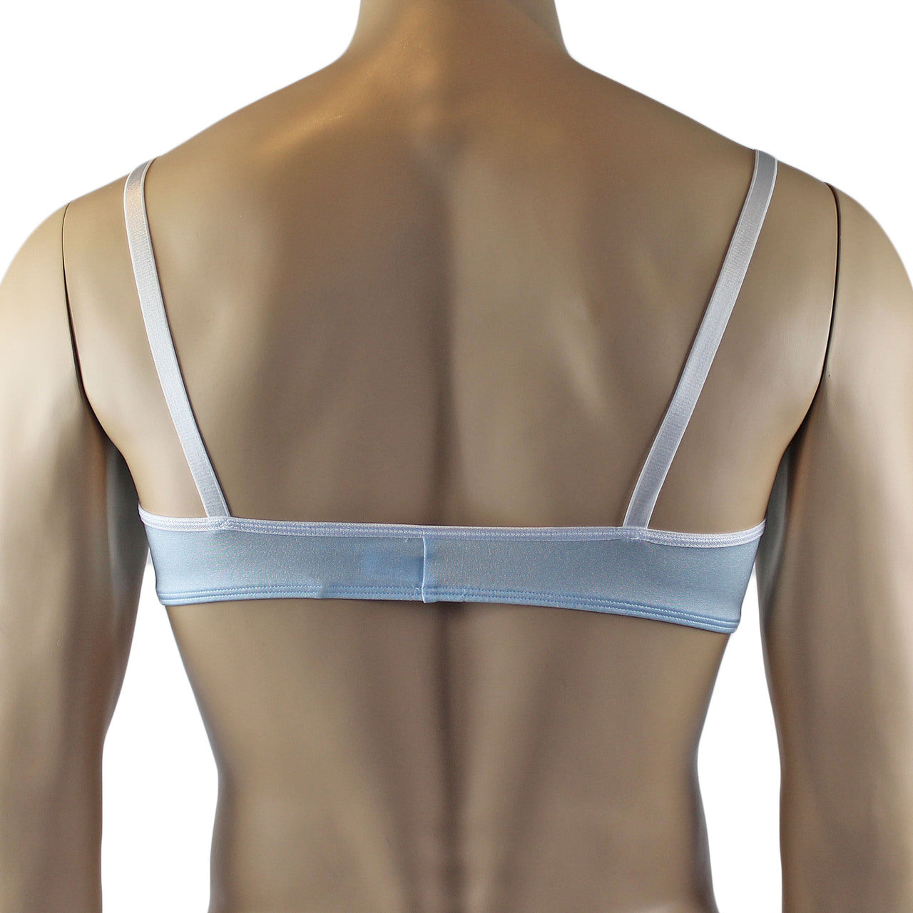 Mens Luxury Spandex & Lace Bra Top and G string (light blue plus other colours)