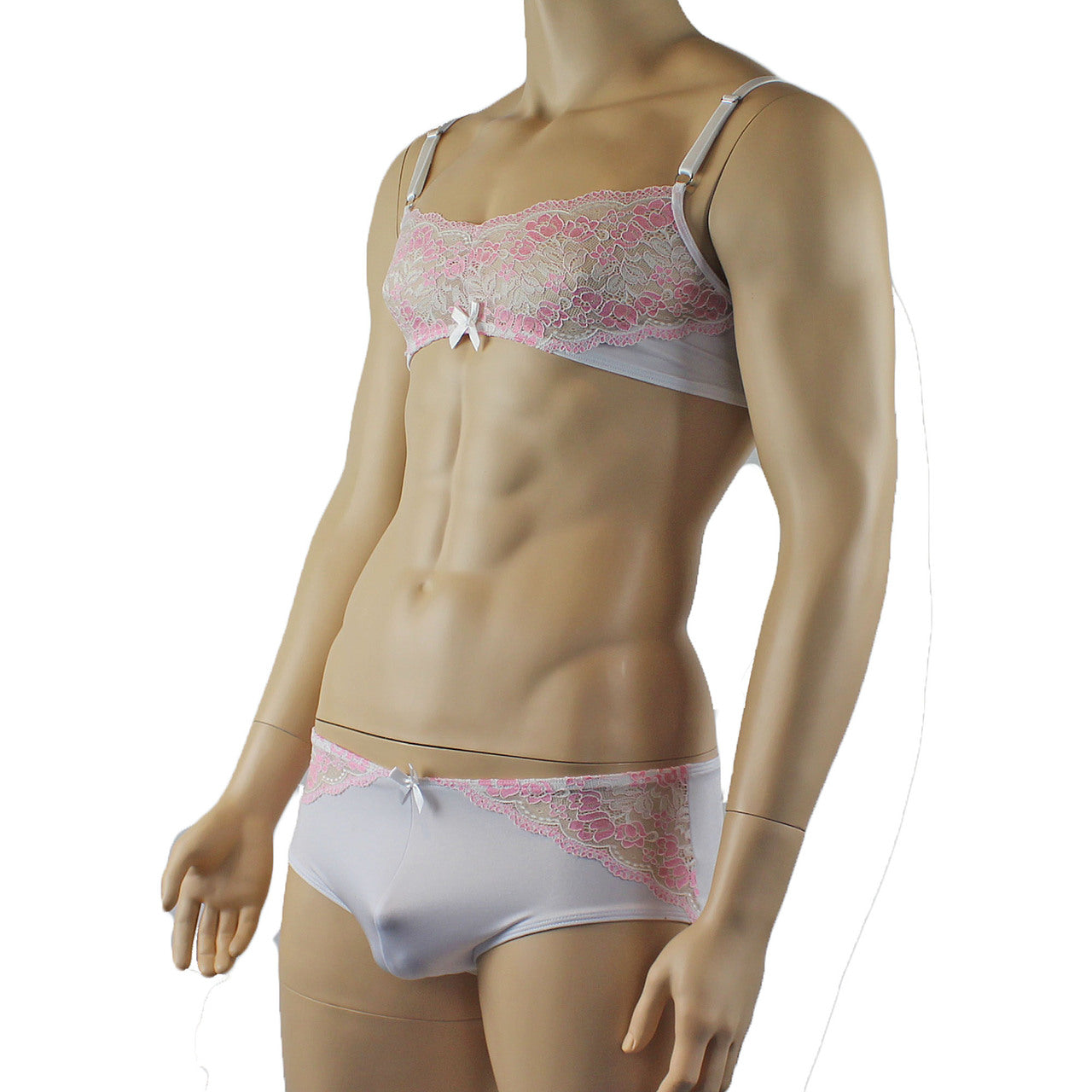 Mens Luxury Bra Top and Boxer Briefs (white plus other colours)