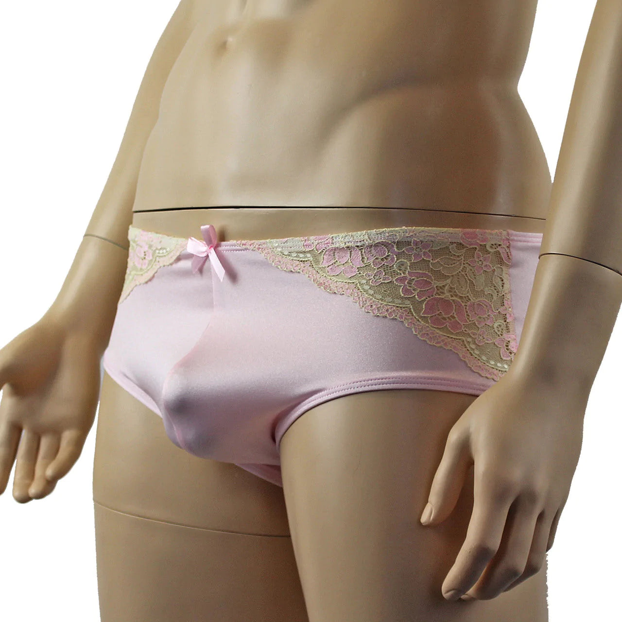 SALE - Mens Luxury Stretch Boxer Brief with Beautiful Lace Pink