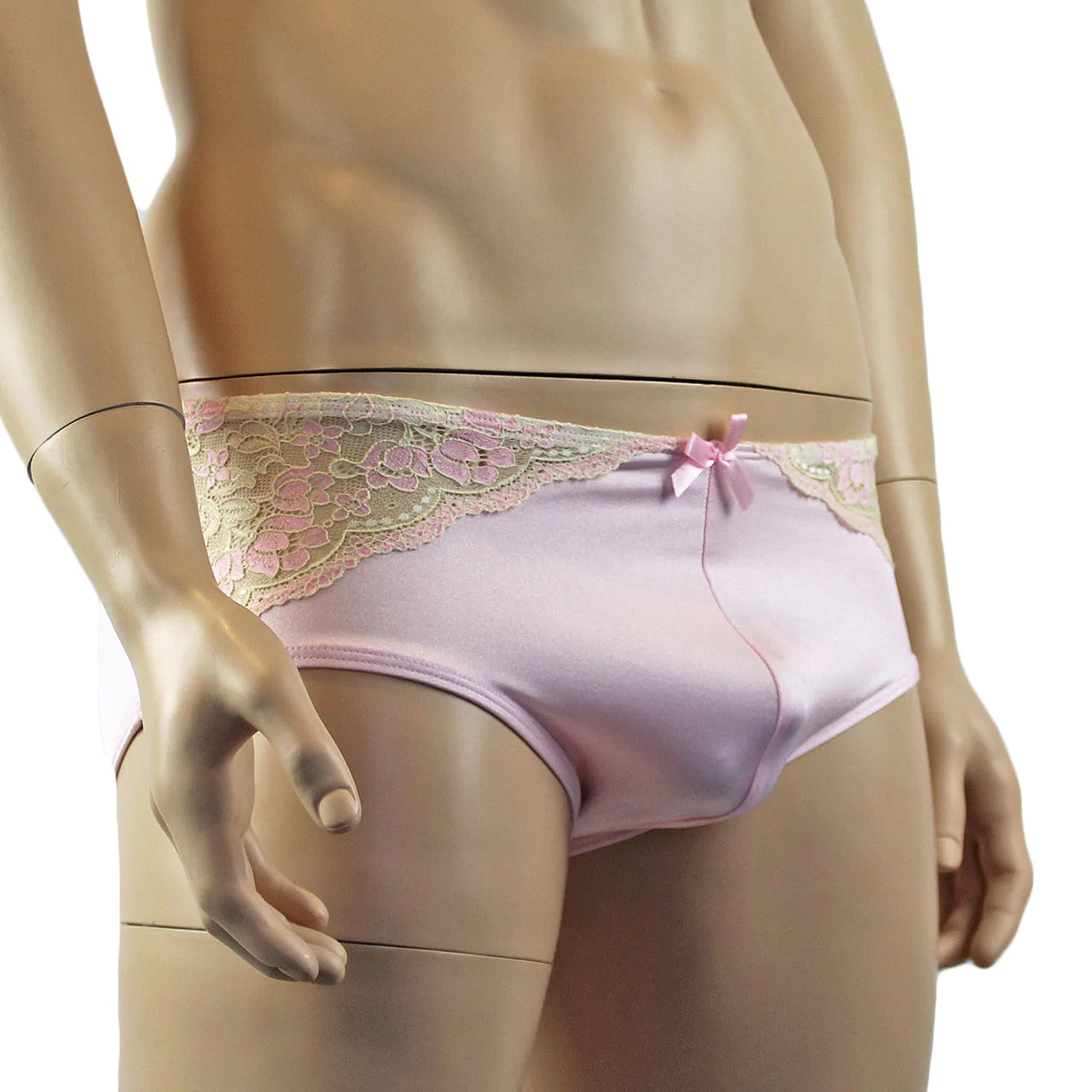 SALE - Mens Luxury Stretch Boxer Brief with Beautiful Lace Pink