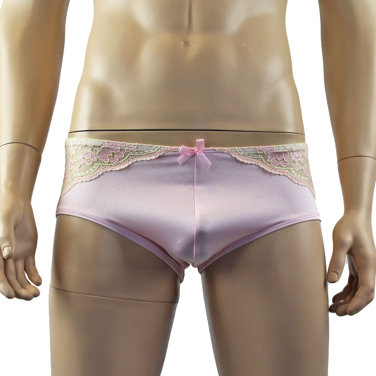 Mens Luxury Mini Bikini Brief with Detachable Garters and Stockings  (pink plus other colours)