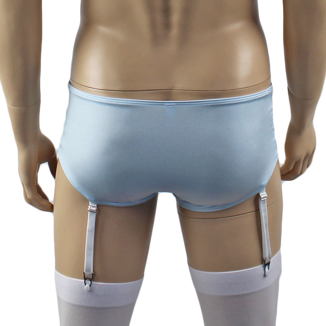 Mens Luxury Bra Top and Boxer Brief with Garters & Stockings (light blue plus other colours)