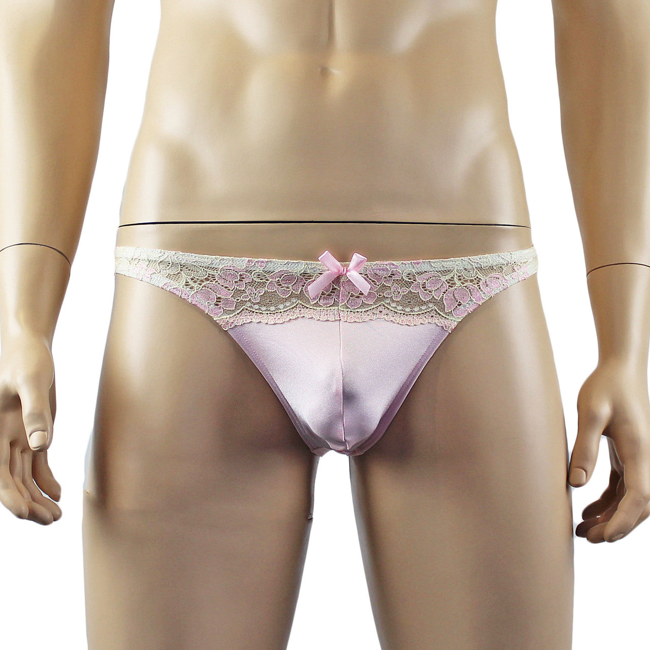 Mens Luxury Camisole and Bikini Brief with Garters & Stockings (pink plus other colours)