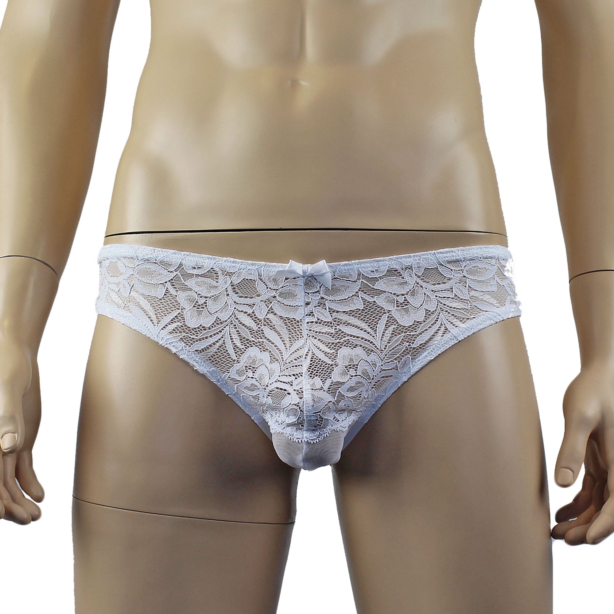 Mens Kristy Lace & Mesh Bra Top and Bikini Brief White