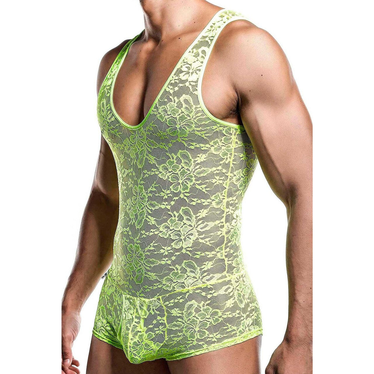 SALE - Male Basics Mens Lace Bodysuit Lime