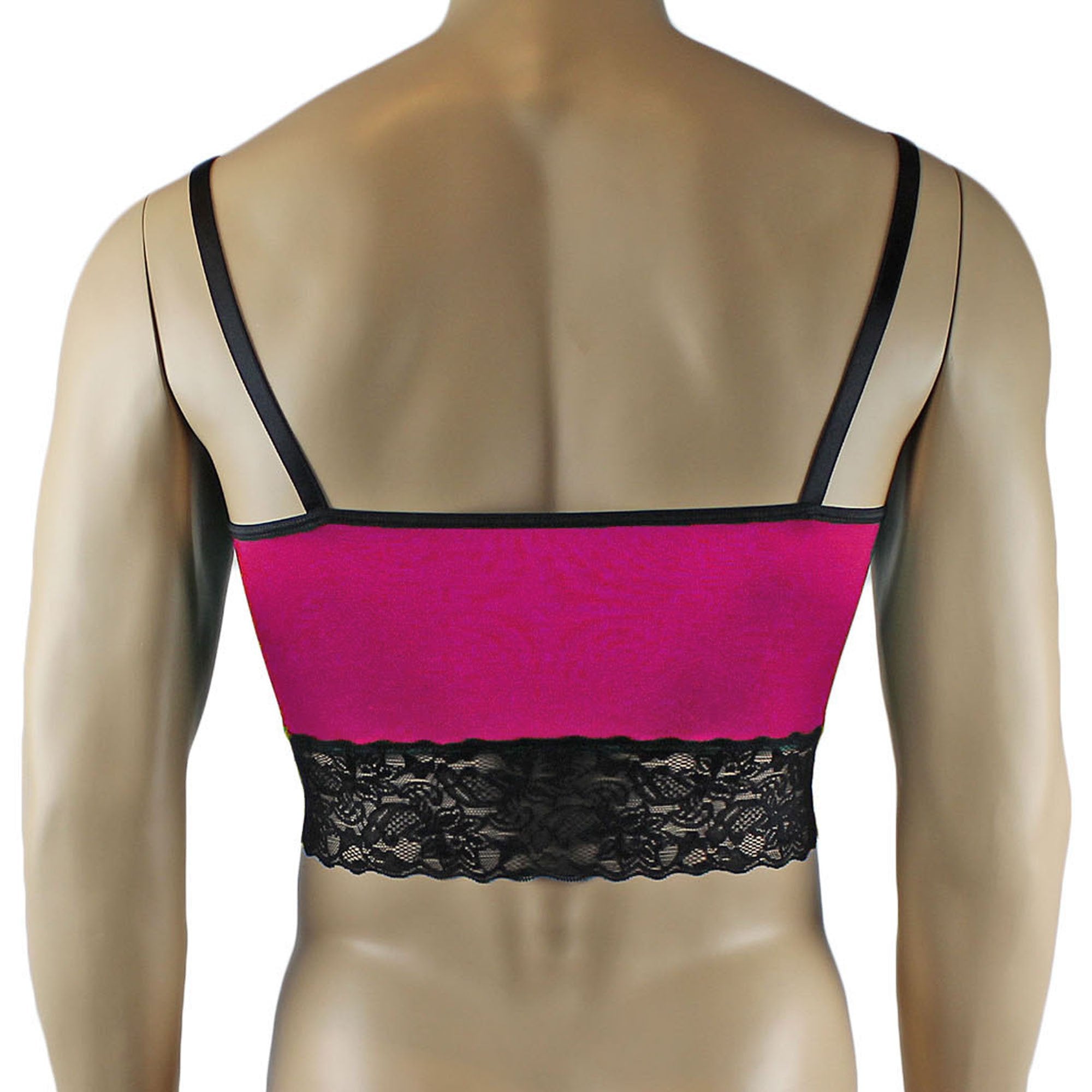 Mens Glamour Camisole Top with High Waist Thong- Sizes up to 3XL Raspberry