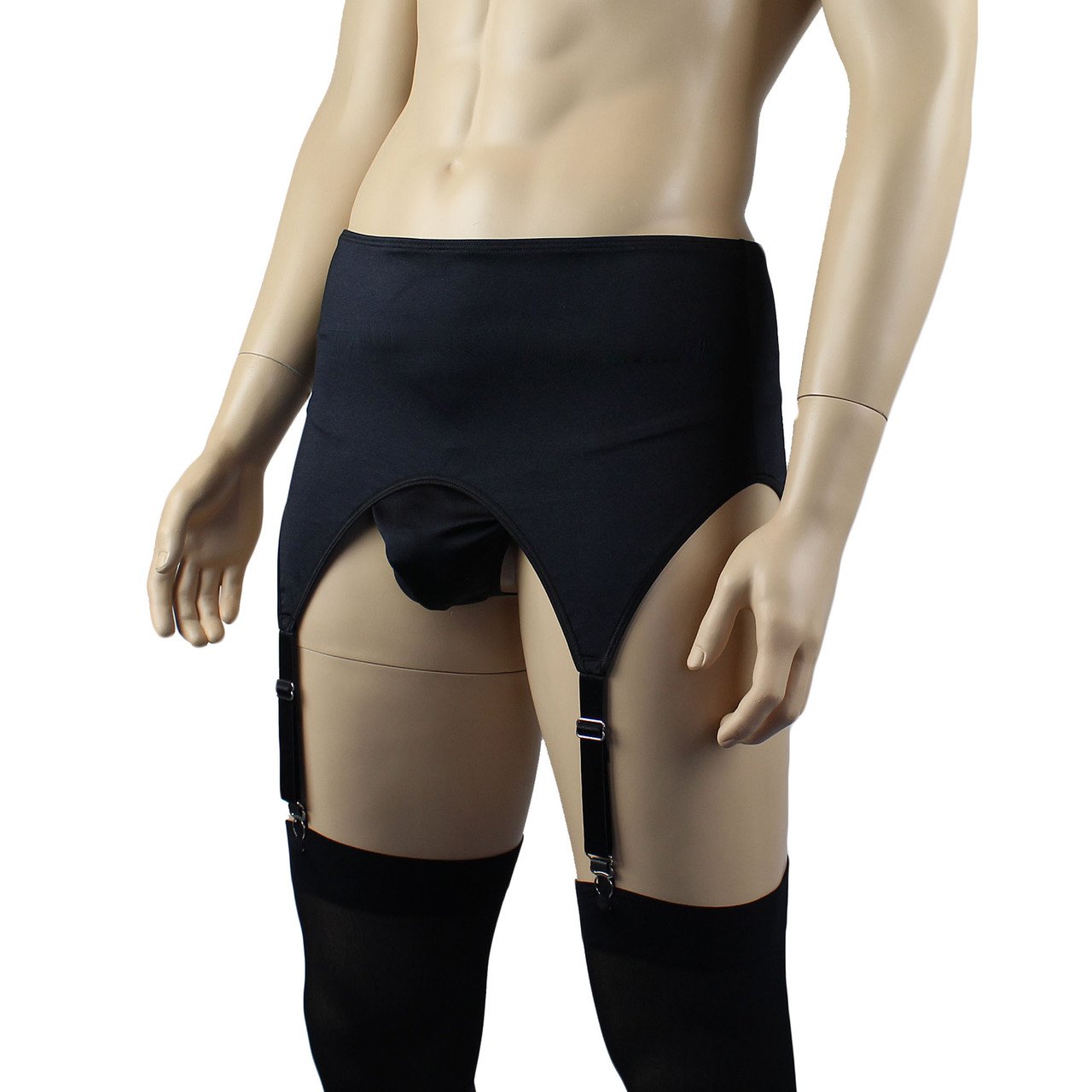 Mens Mick Lycra & lace High Cut Garterbelt, G string & Stockings - Sizes up to 3XL