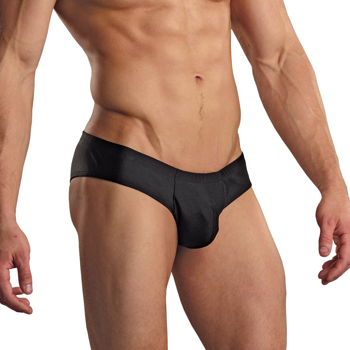 Mens Spandex Lycra Shirred Manty Briefs Black