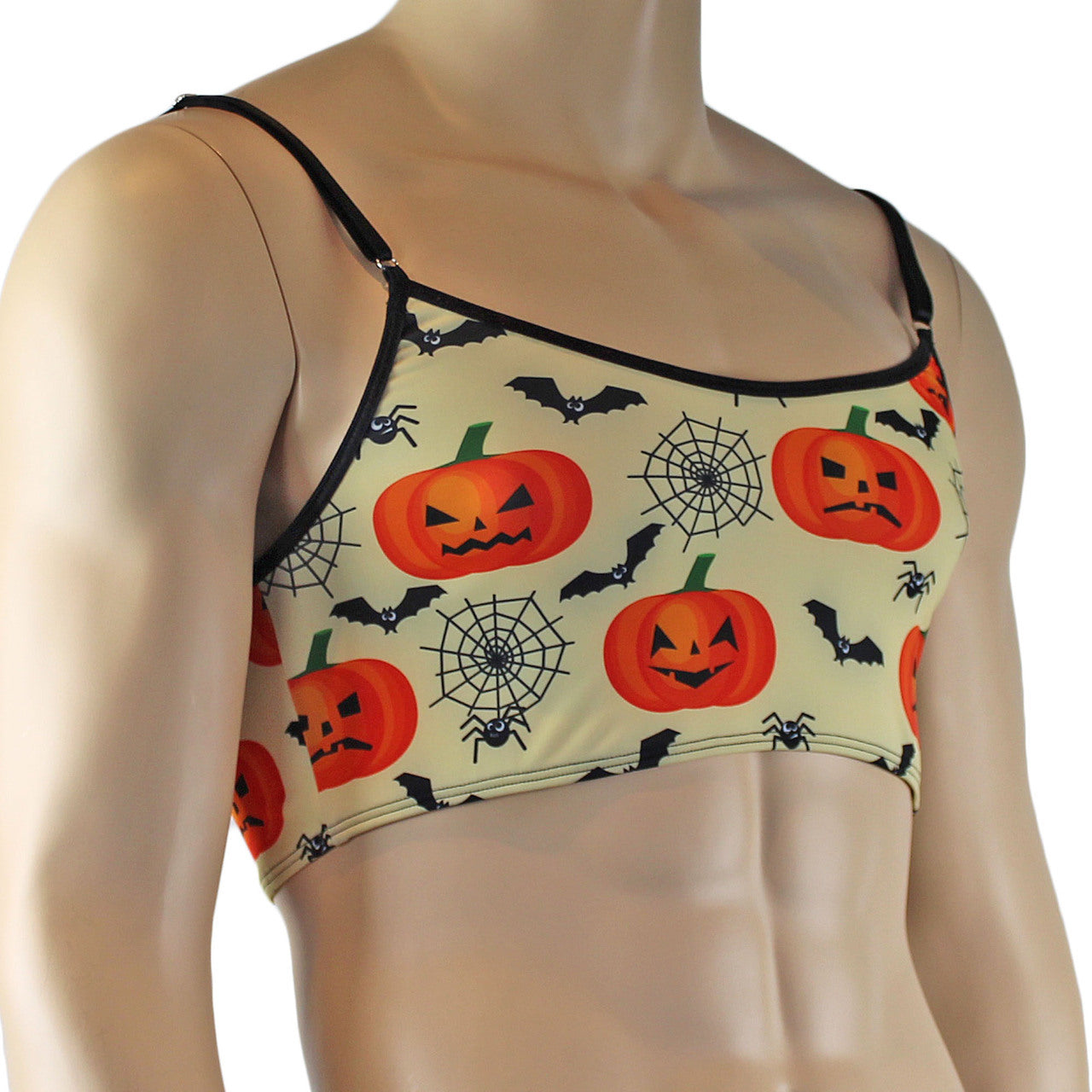 Mens Halloween Pumpkin Faces, Spiders and Bats Camisole Top