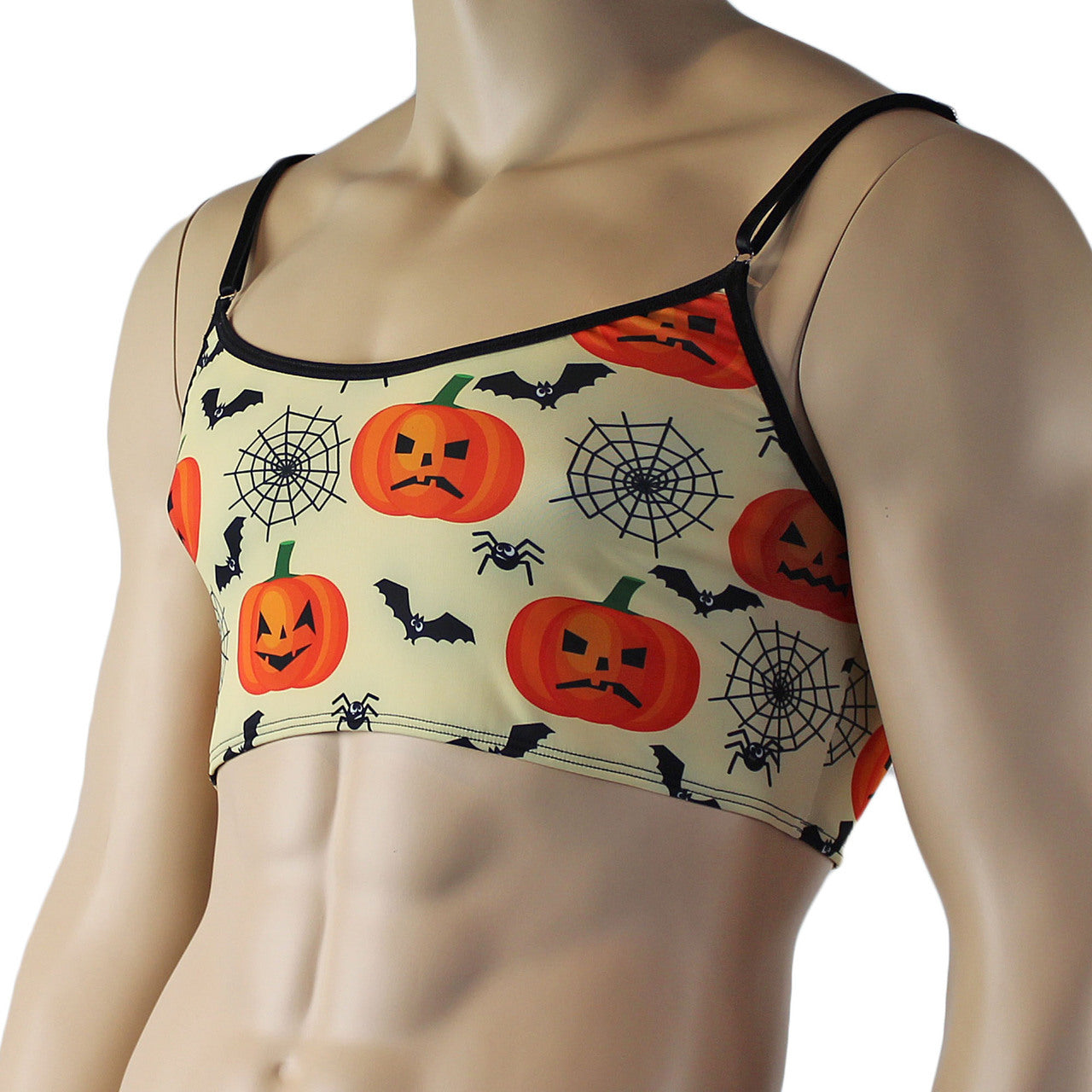Mens Halloween Pumpkin Faces, Spiders and Bats Camisole Top